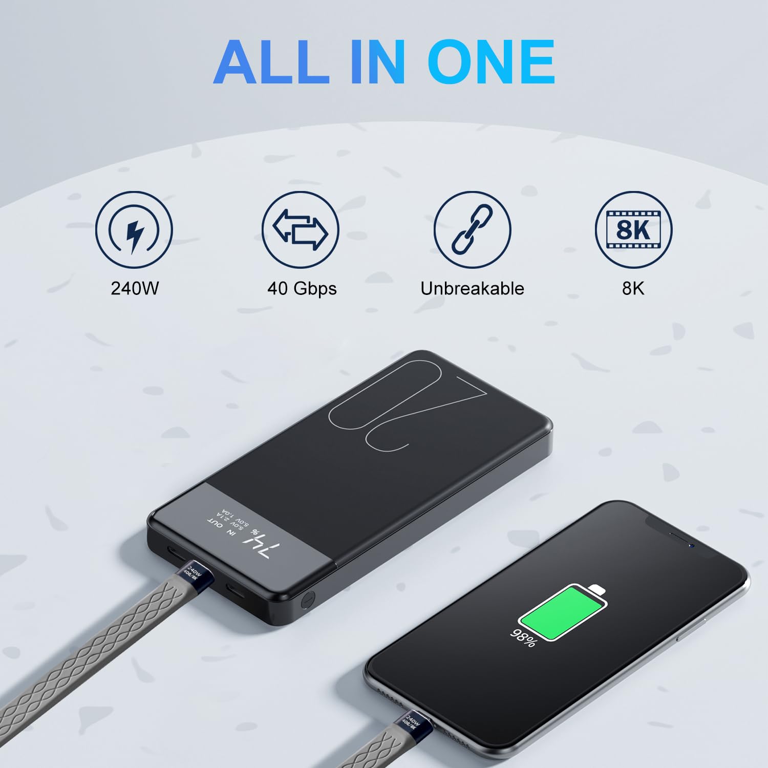 Youngselly 2Pack Male To Male 0.4Ft Usb C Flex Adapter, Compatible With Thunderbolt 4/3, Usb4/3, Support 240W Fast Charging, 8K Display, 40Gbps Data Transfer.
