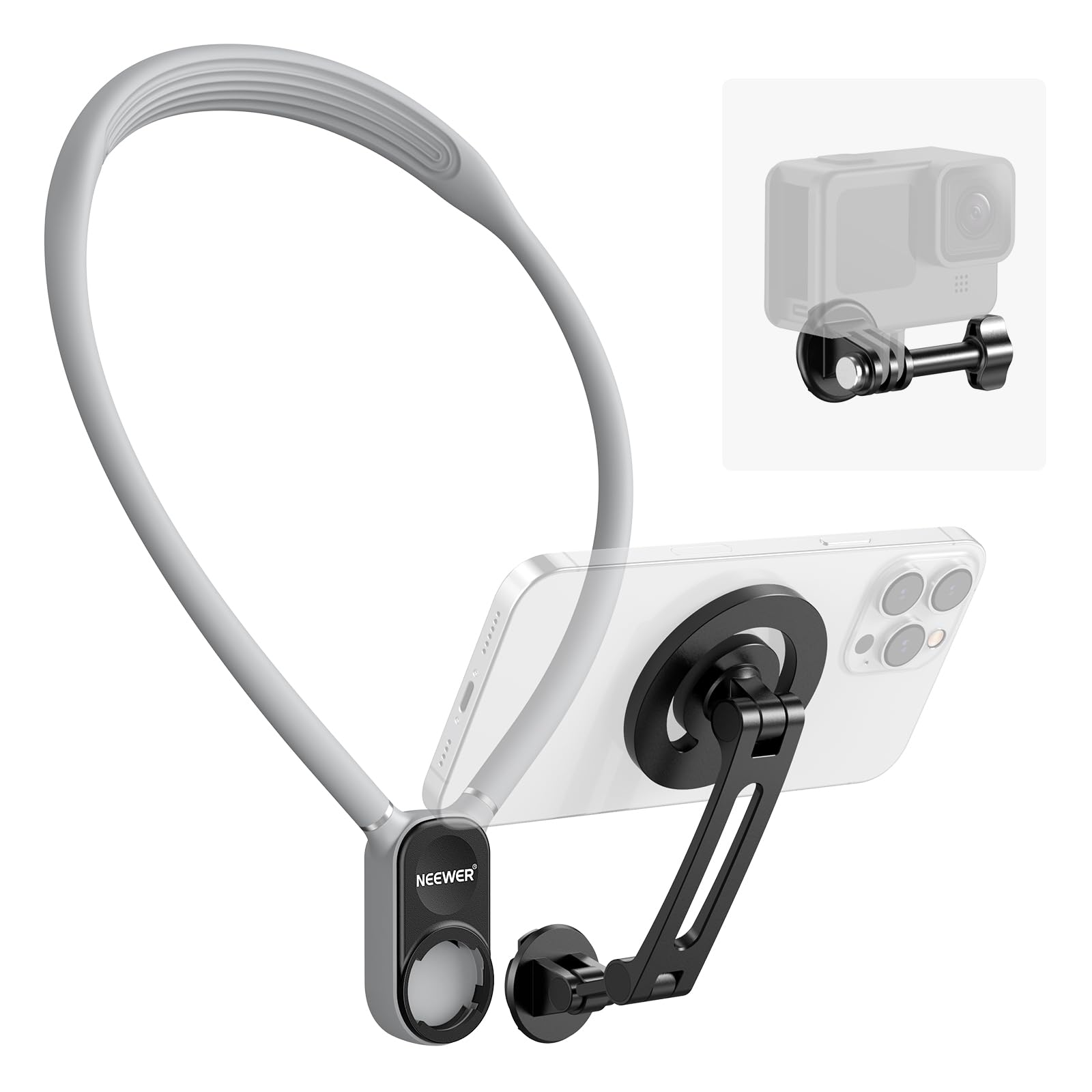 Neewer Magnetic Neck Holder For Action Camera Phone Hands Free Neck Tripod Chest Mount Compatible With Gopro Dji Insta360 Iphone