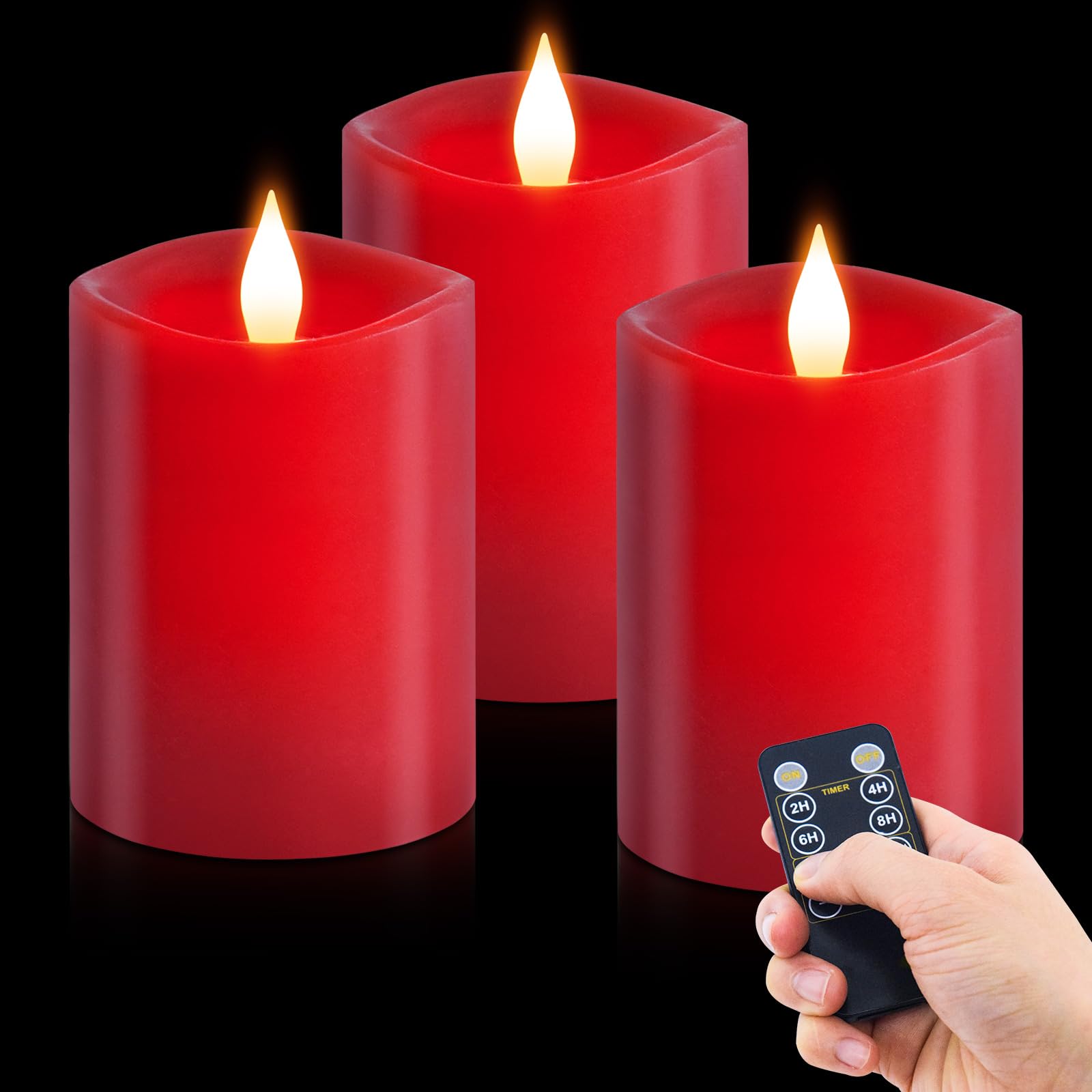 Milysoek 3X4 Flickering Flameless Candles Set Of 3,Real Wax Pillar Led Candles Flickering,4 Inch Flameless Candles With Remote,B