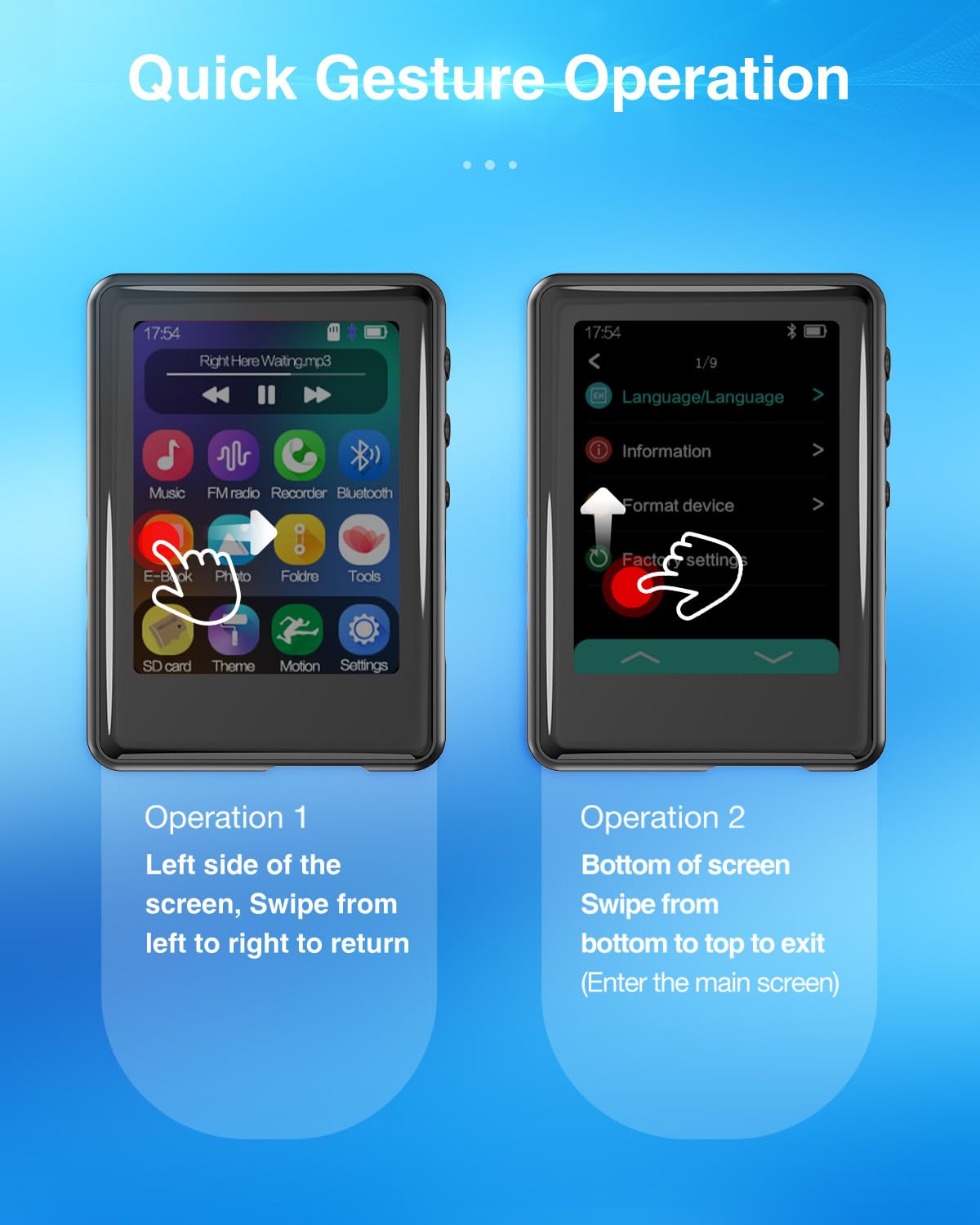 Mp3 Player With Bluetooth 5.3,Tokemisc 16Gb Full Touchscreen Kids Portable Music Device With Speaker,Fm Radio,E Book,Built In Mi