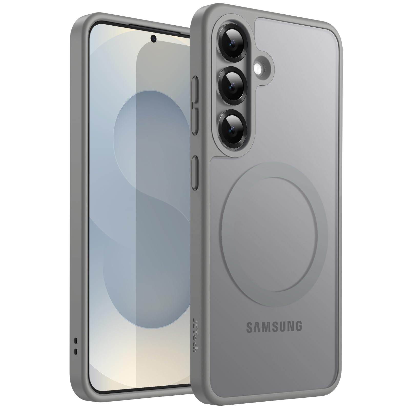 JETech Magnetic Case for Samsung Galaxy S25 5G, Compatible with MagSafe, Translucent Matte Back Shockproof Phone Cover (Silver S