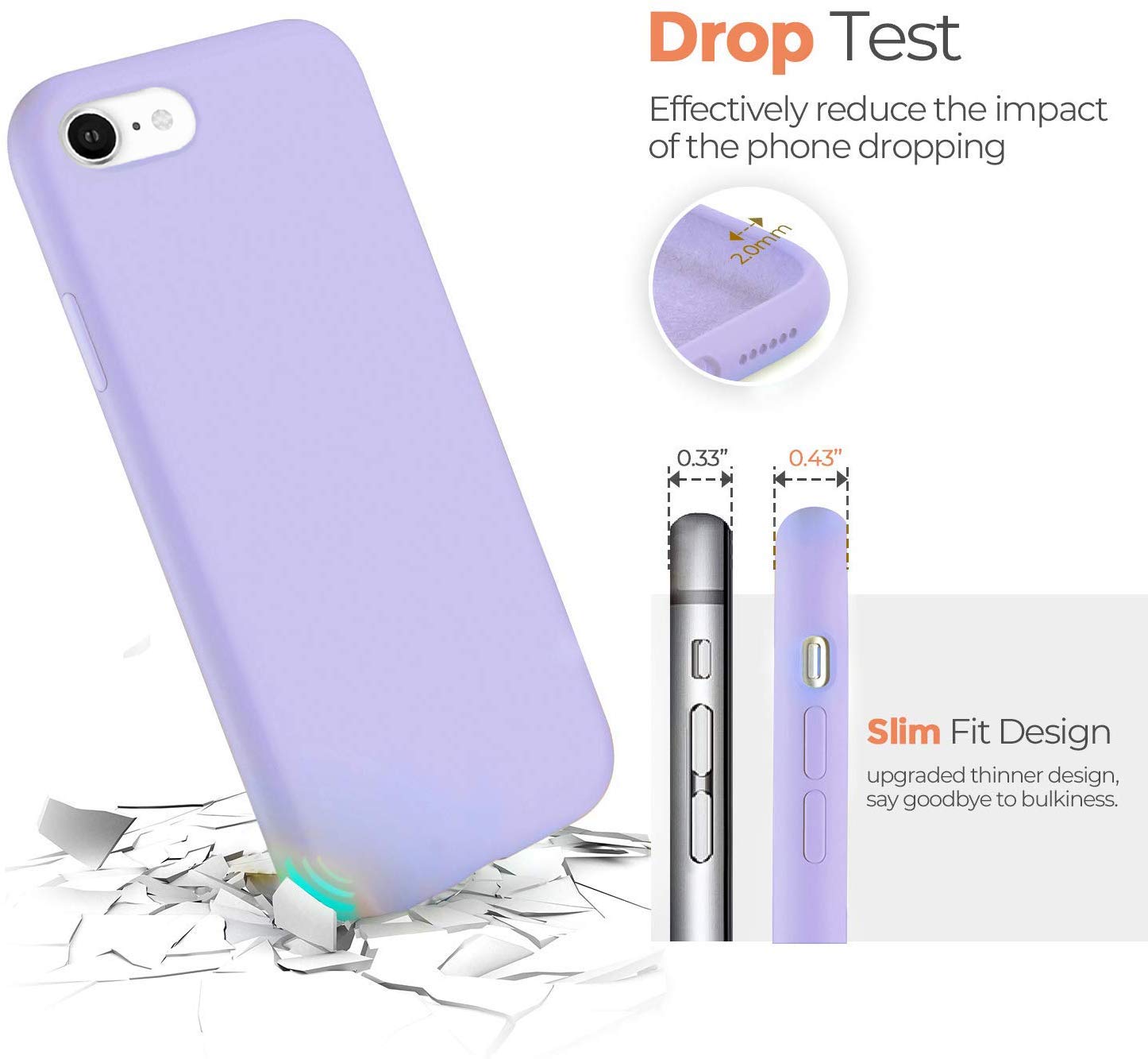 IceSword iPhone SE 3 2022 / SE 2020 / 7 / 8 Silicone Gel Rubber Phone Case Purple 4.7"