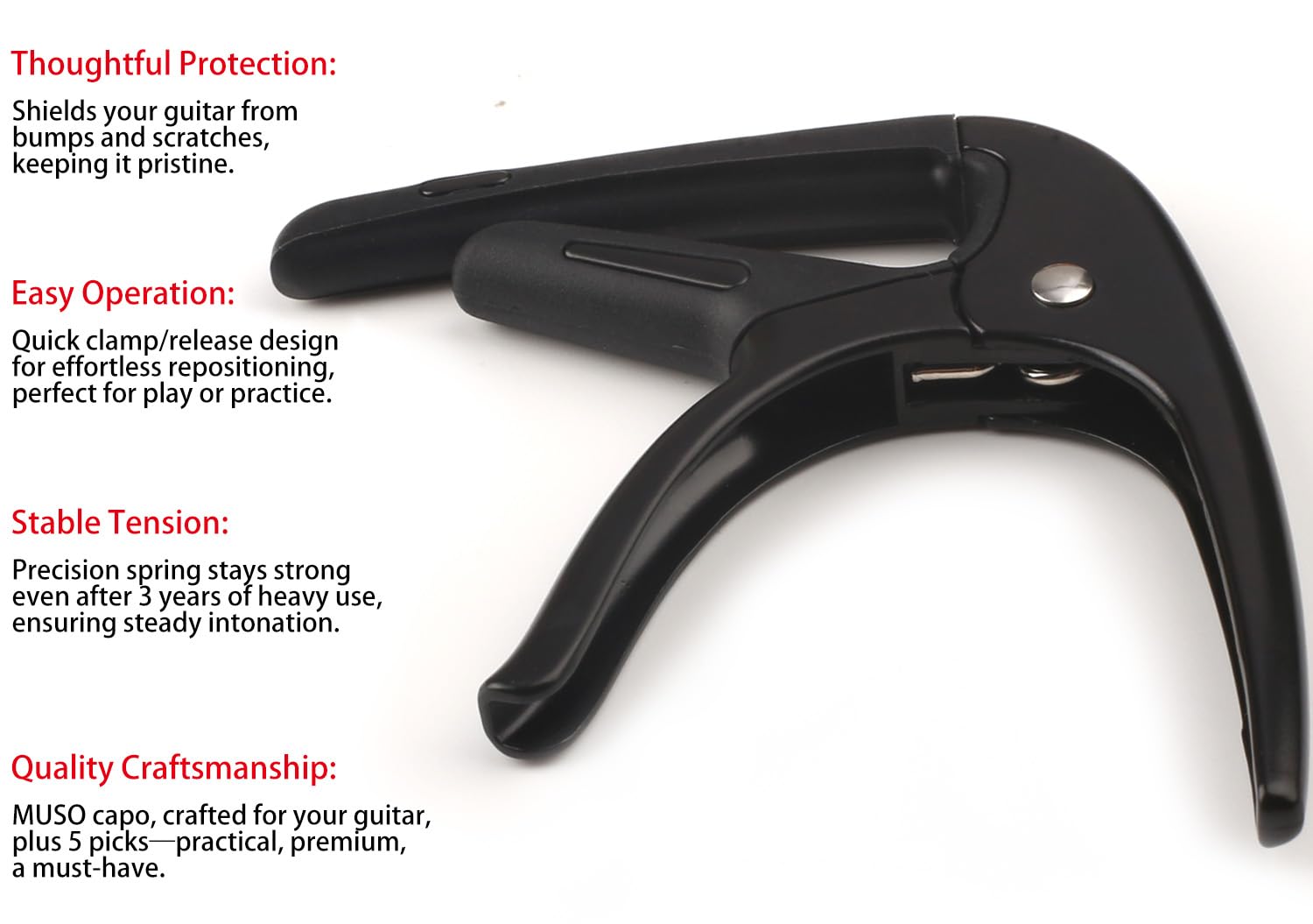 Guitar Capo For Acoustic And Electric Guitars 2 Packs Capo 6-String Acoustic Capo Guitar Accessories (Black-Black)