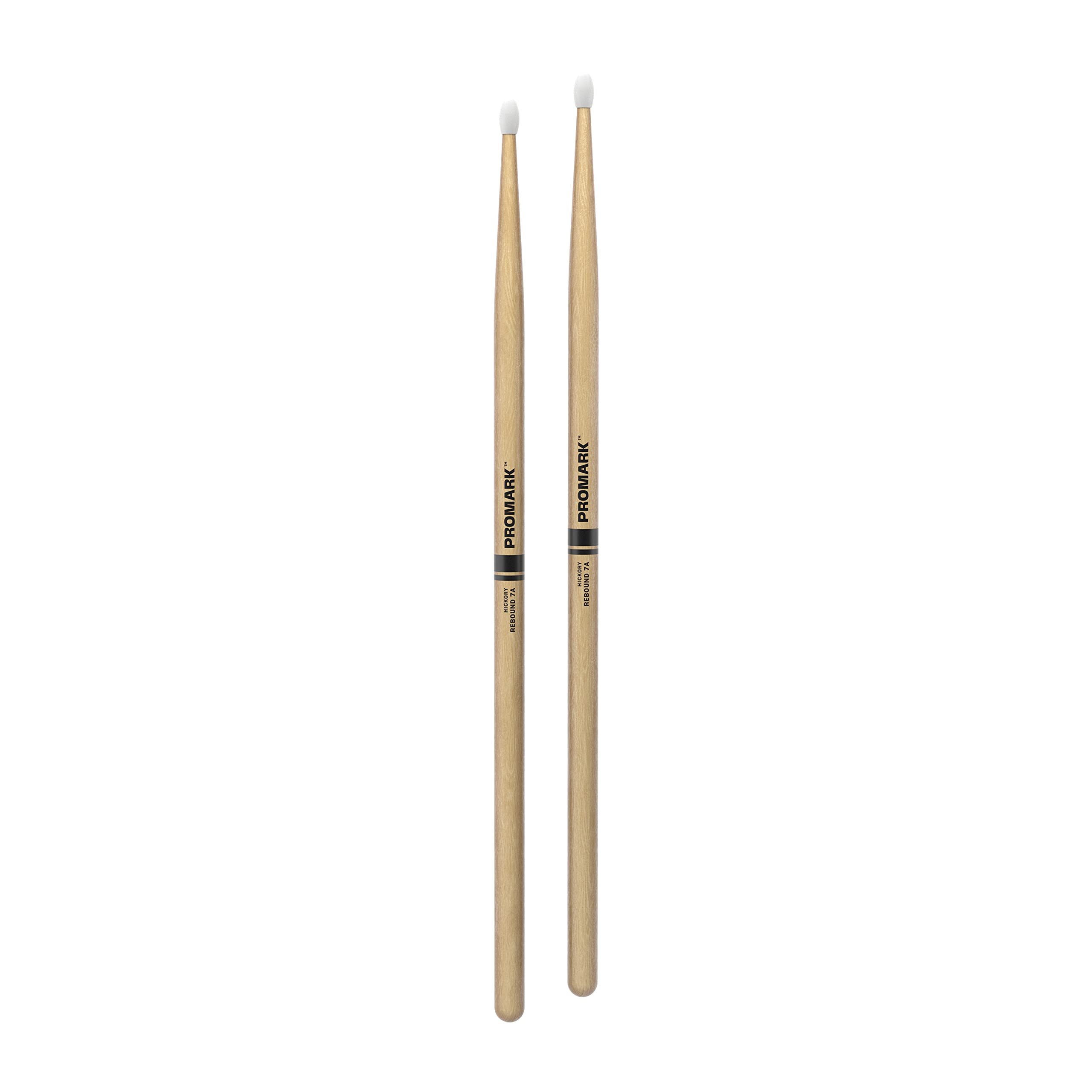 Promark Rebound 7A Hickory Drumsticks, Oval Nylon Tip, One Pair