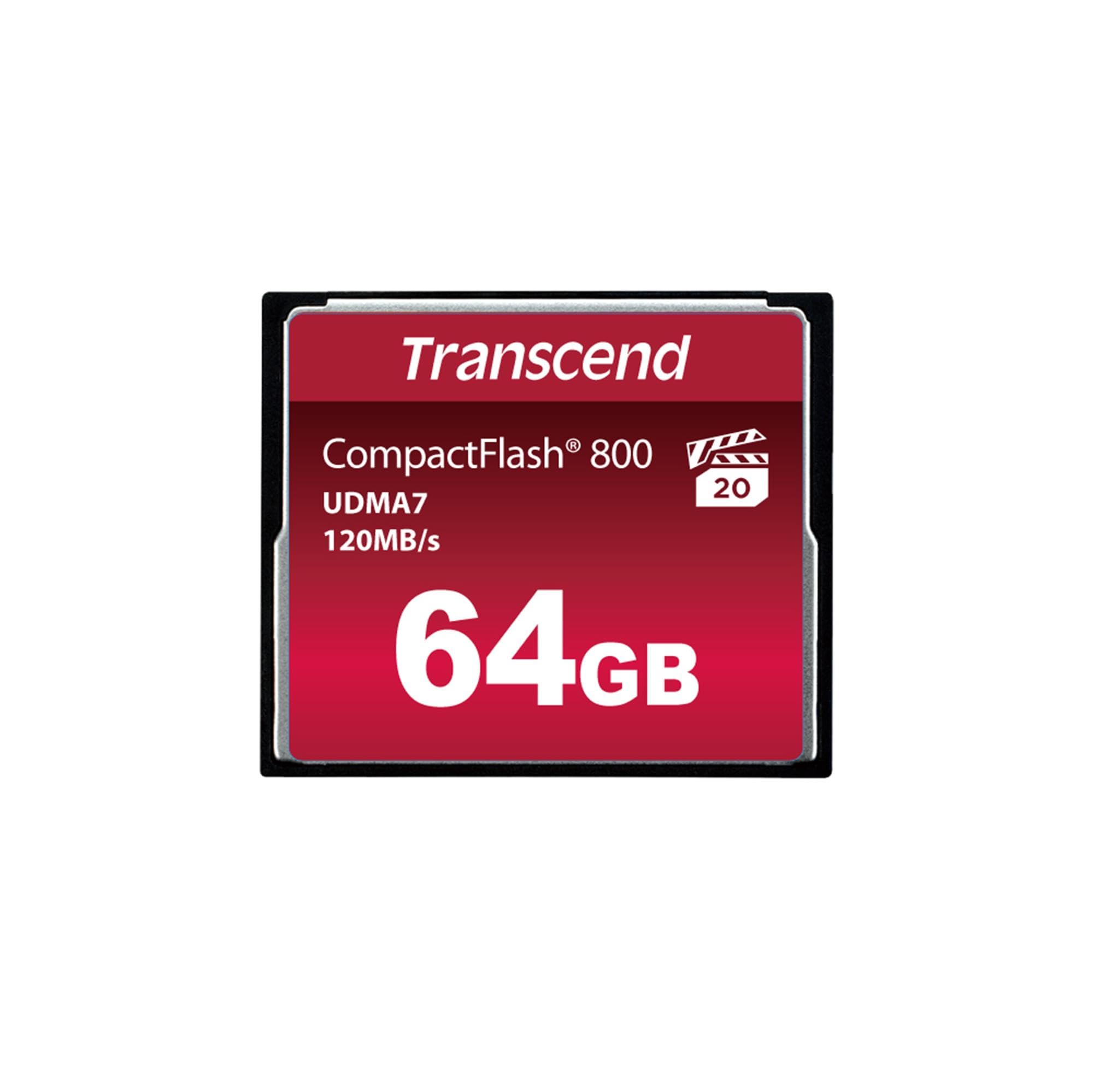 Transcend 64GB CompactFlash 800 Memory Card, 120MB/s, MLC, VPG-20