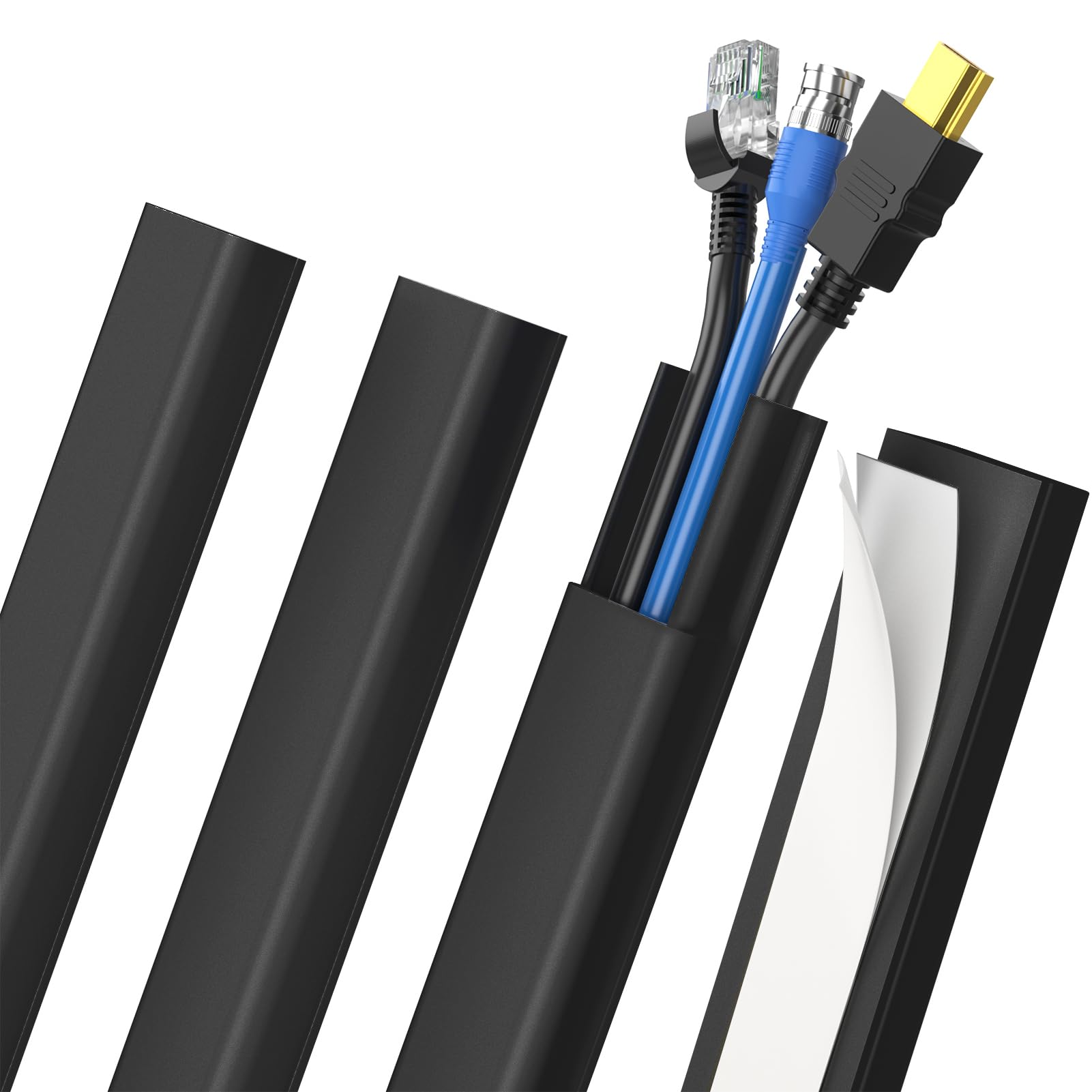 Delamu Black Cord Hider, 62.8In Tv Cable Hider, Cord Covers For Wires On Wall, Wire Hider Wire Covers For 2 3 Cords On Wall, Eas