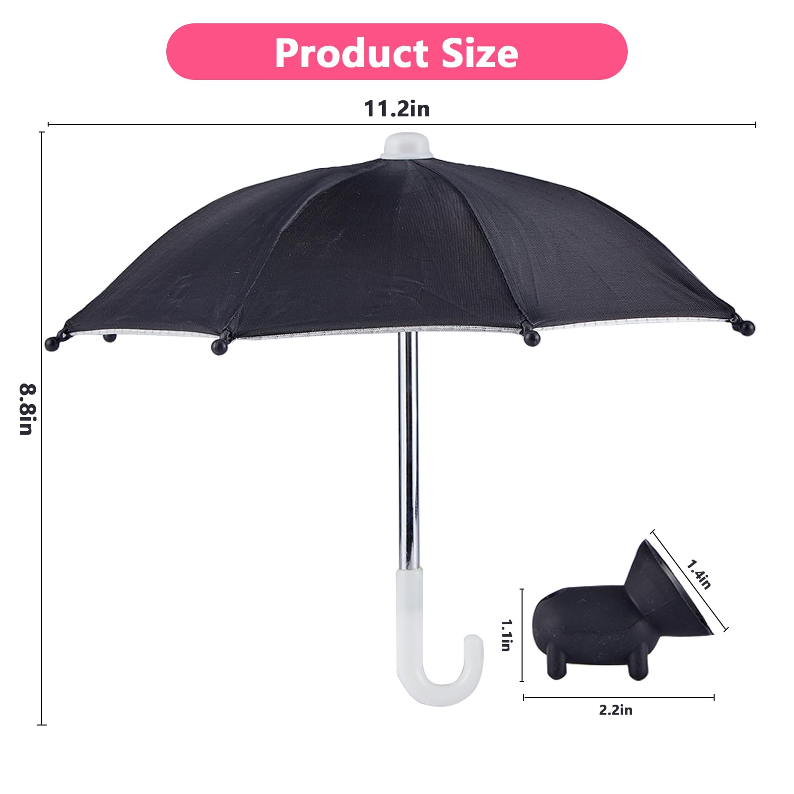 Dmwespe 3Pcs Cell Phone Umbrella For Sun Shade, Universal Adjustable Phone Umbrella Shade With Piggy Suction Cup, Pool Beach Out