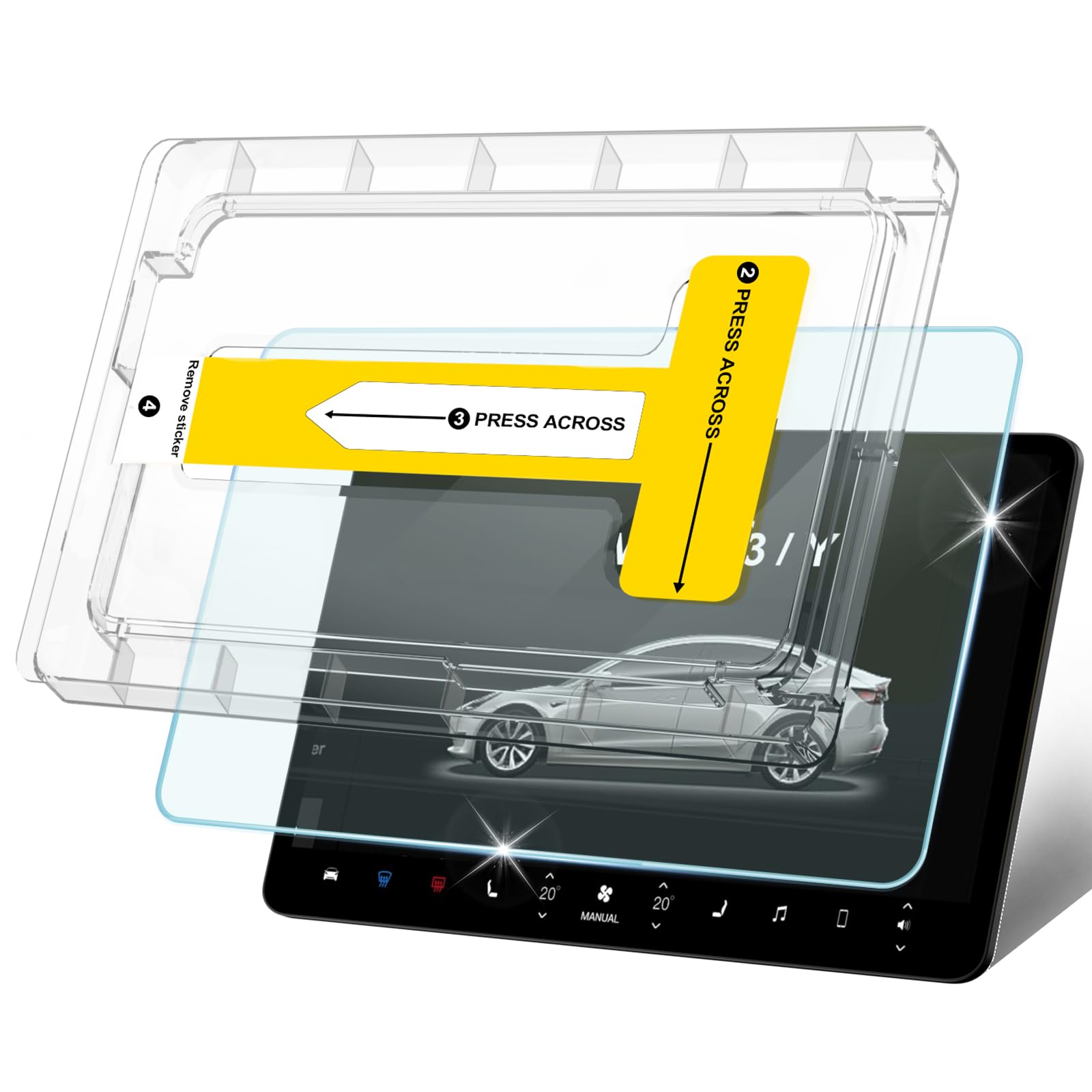 Sproerden Tempered Glass Screen Protector For Tesla Model 3(2017 2023)/Model Y(2020 2024) 15'' Touchscreen Auto Align Attachment