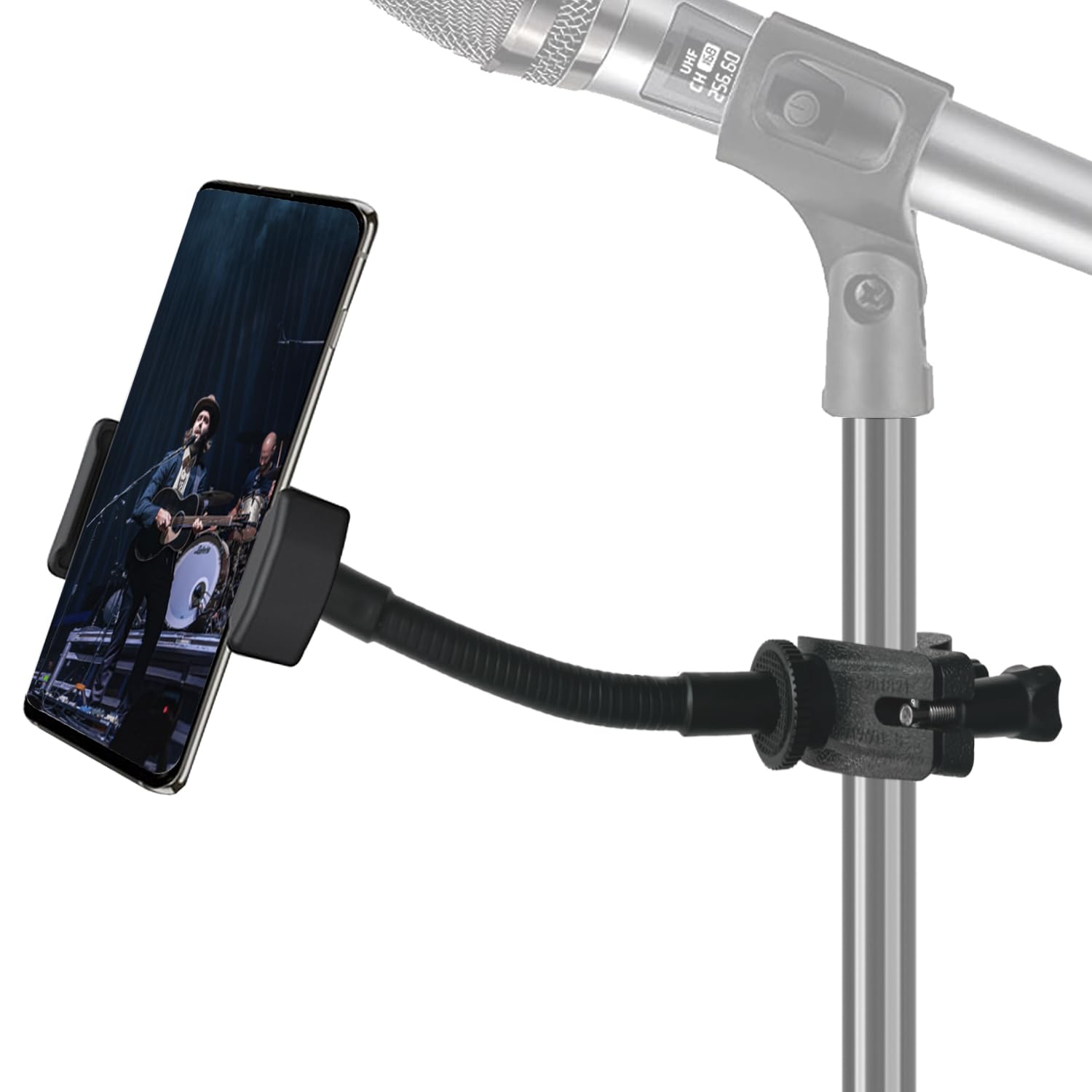Mic Stand Phone Holder, Jcwiny Flexible Phone Holder For Microphone Stand, Adjustable Iphone Mic Stand Holder, Music Stand Phone