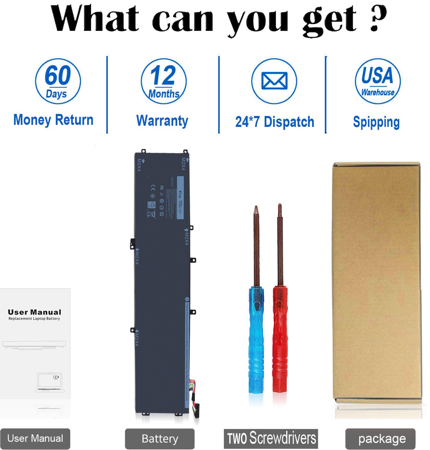 Zayaupvl 97Wh 6Gtpy Battery For Dell Xps 15 9550 9560 9570 7590 Precision 5510 5520 5530 5540 Vostro 7500 7590,Replacement 4Gvgh