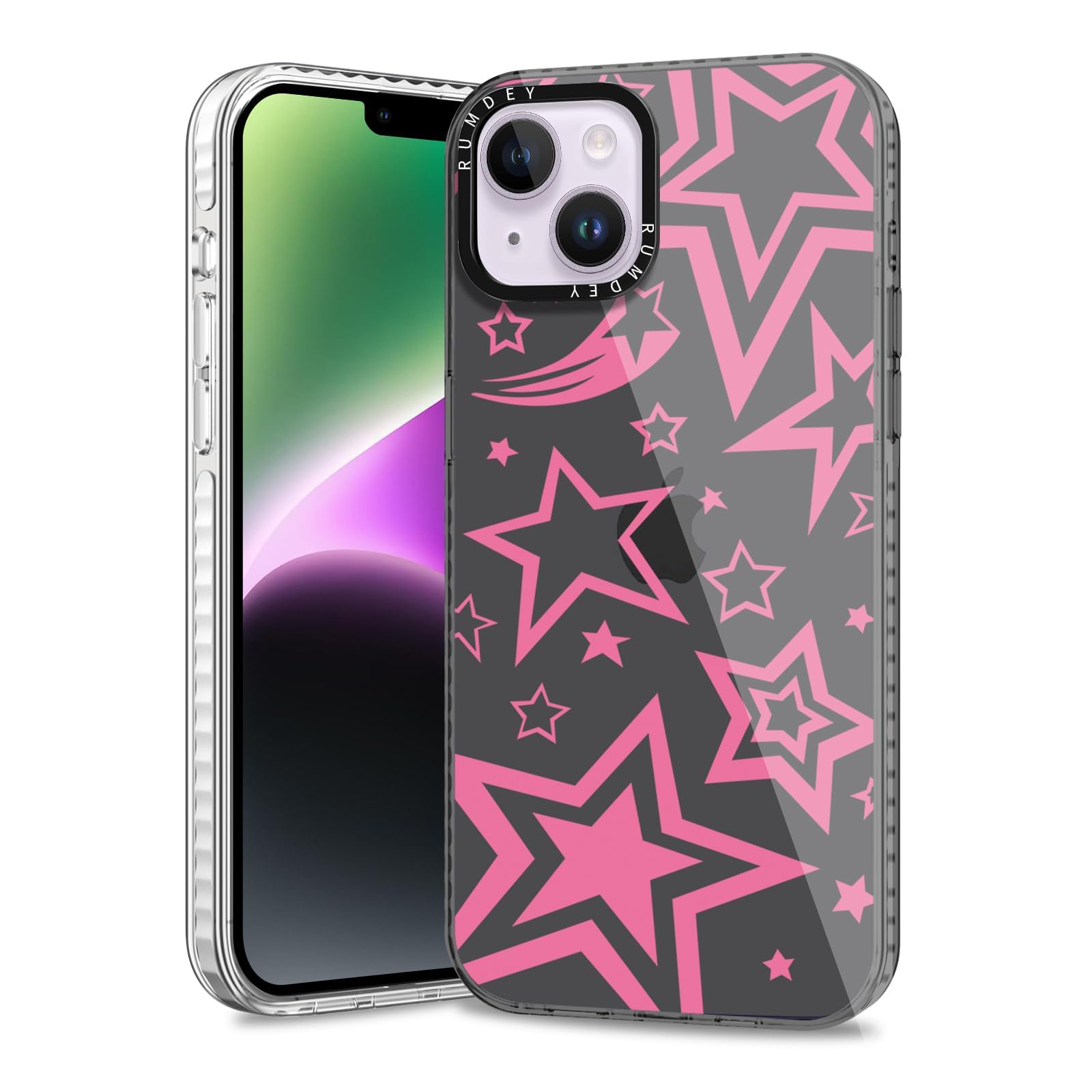 Rumdey 2 Pack Cute Stars Phone Case For Iphone 14 Plus, Soft Slim Fashion Protective Phone Cover For Women Girly, Shockproof Tpu
