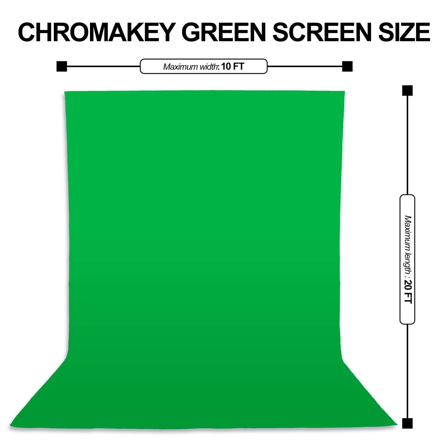 Emart Green Screen Backdrop, 10 X 20 Ft Photography Greenscreen Background For Streaming Zoom, Small Photo Muslin Green Curtain