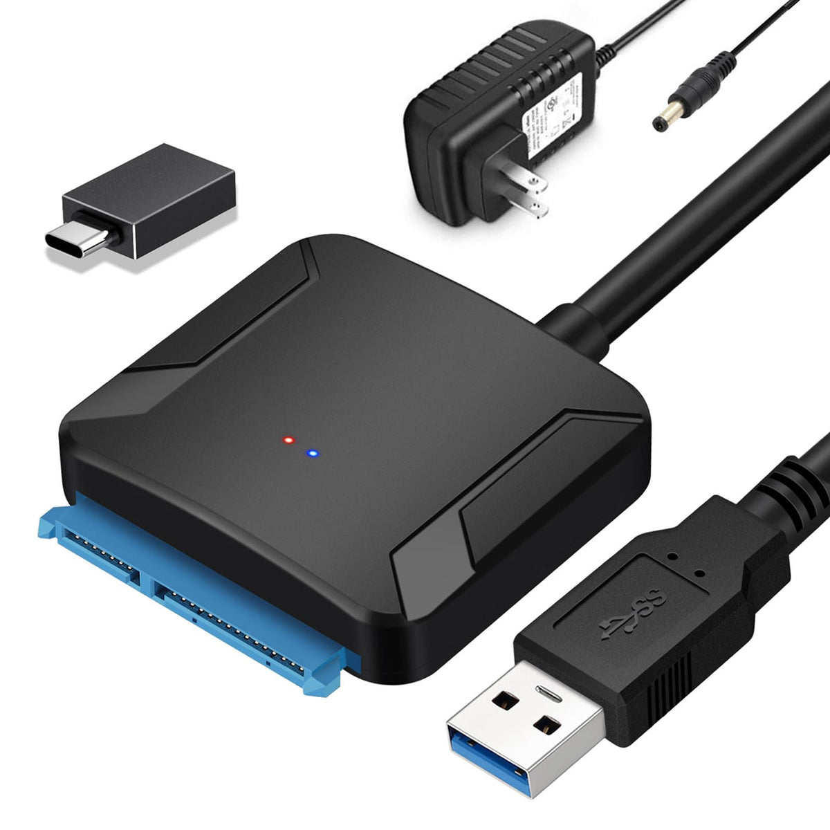Eyoold Sata To Usb 3.0 Adapter, External Hard Drive Converter Cable For 2.5'' 3.5'' Hdd, Ssd With Power Supply