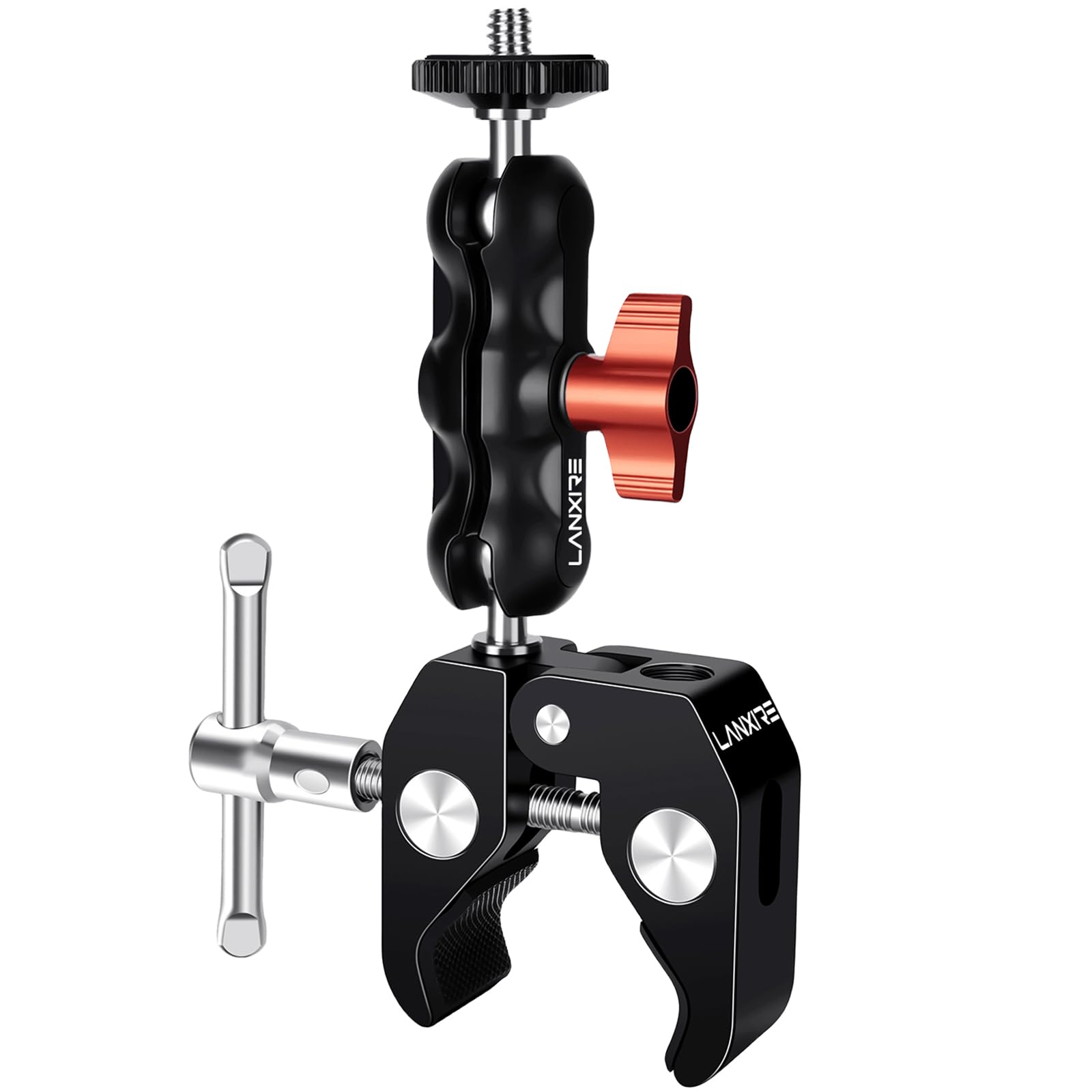 Lanxire Super Clamp Camera Mount With Double Ball Head Adapter   Compatible With Canon Nikon Dslr, Gopro, Led Lights, Ronin M/Mx