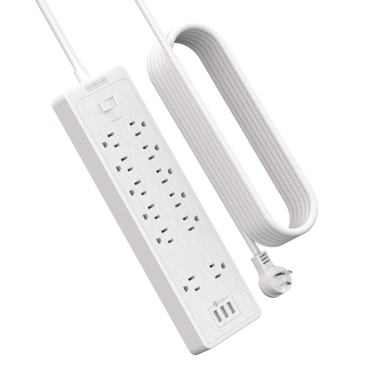 Extension Cord 25 Ft, Ntonpower Long Surge Protector Power Strip With 12 Outlet 3 Usb, 2100 Joules, 1875W/15A, Overload Protecti