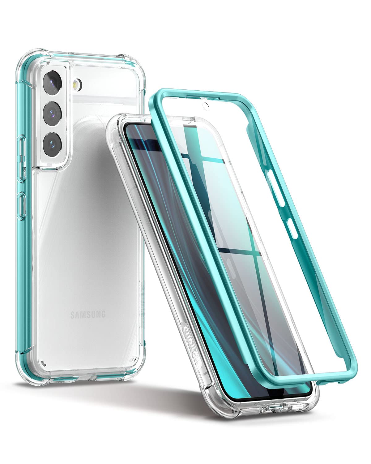 Suritch Compatible With Galaxy S22 Plus 5G Clear Case,[Built In Screen Protector] Full Body Protection Hard Shell+Soft Tpu Bumpe