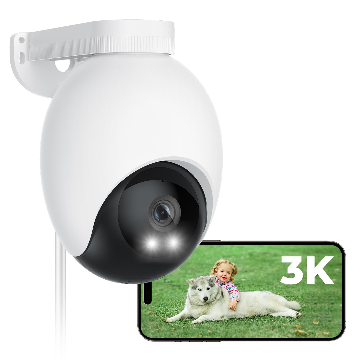 Imilab Ec6 3K Plug In Security Camera Outdoor   360 View Wifi 6 Camera For Home Security W/Spotlight, 24/7 Recording, Auto Track