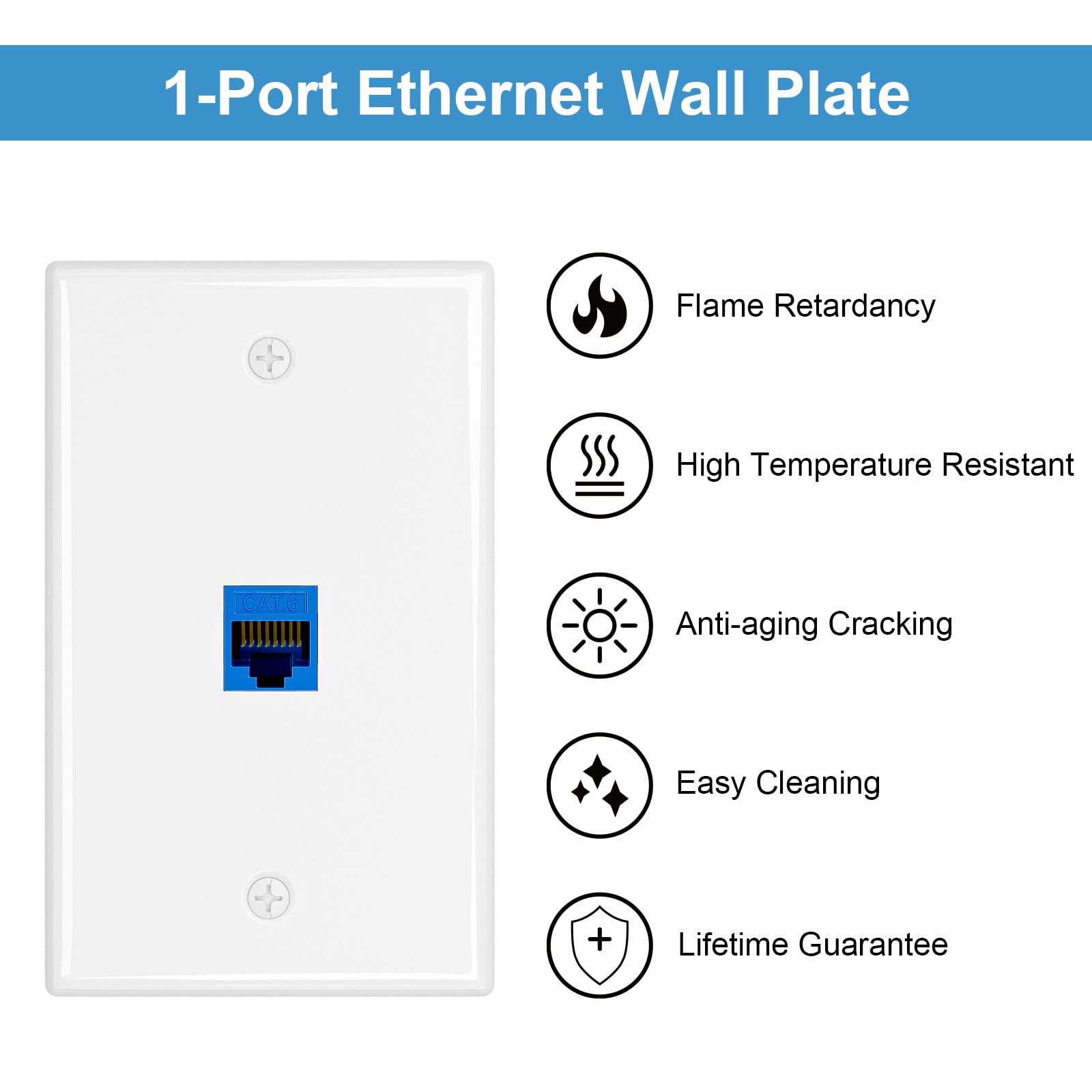 Iwillink (2 Pack) Ethernet Wall Plate, 1 Port Keystone Jack Wall Plate With Rj45 Keystone Inline Coupler Insert, Female To Femal