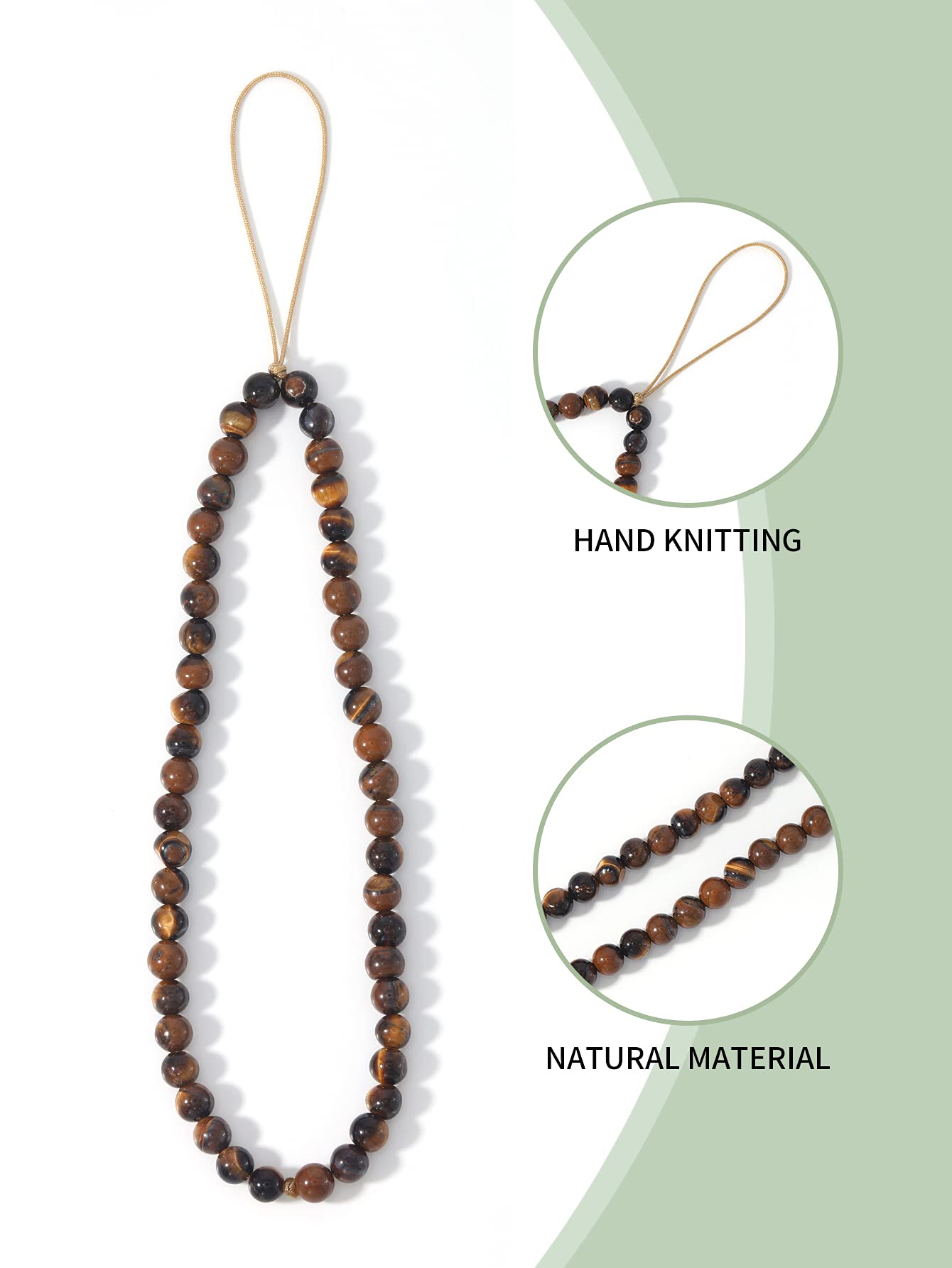 Oaiite Semi Precious Gem Stones Beaded Phone Charm Cell Phone Lanyard Wrist Strap Handmade Natural Gemstone Phone Chain String