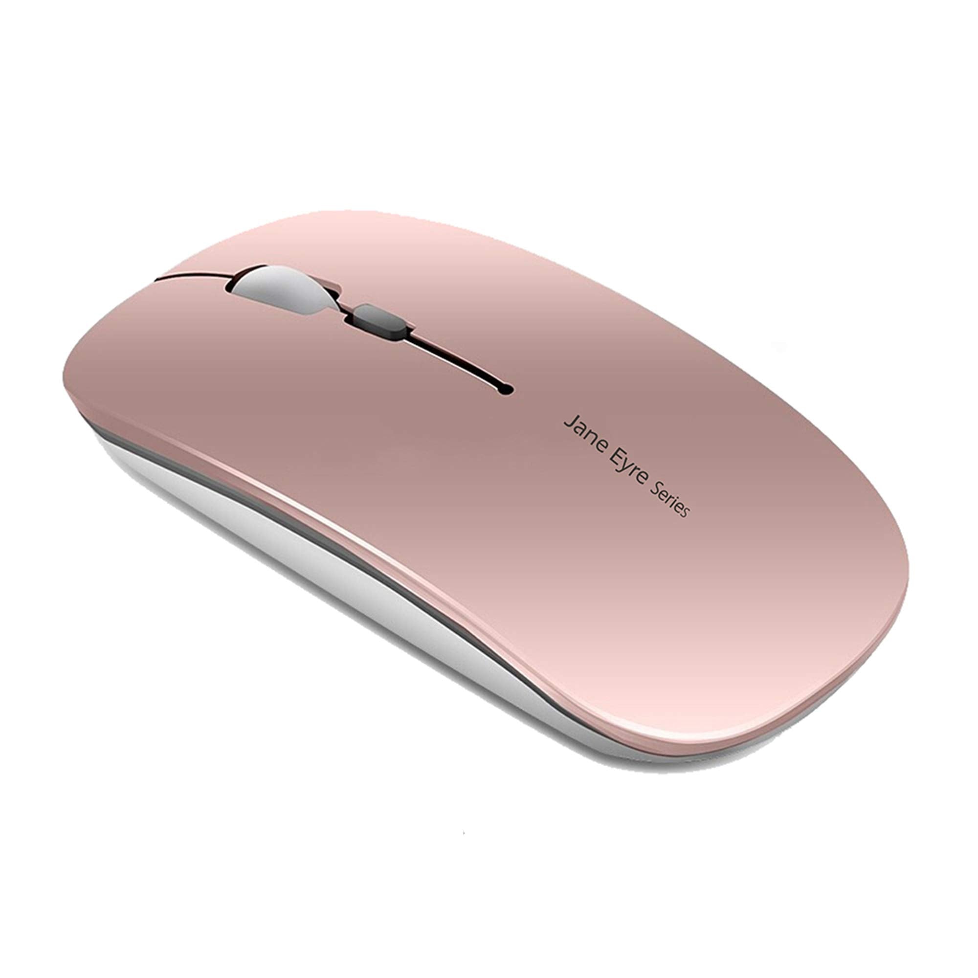 Uciefy Q5 Slim Wireless Mouse - Rechargeable, Silent, Portable, USB & Type C Adapter, Rose Gold