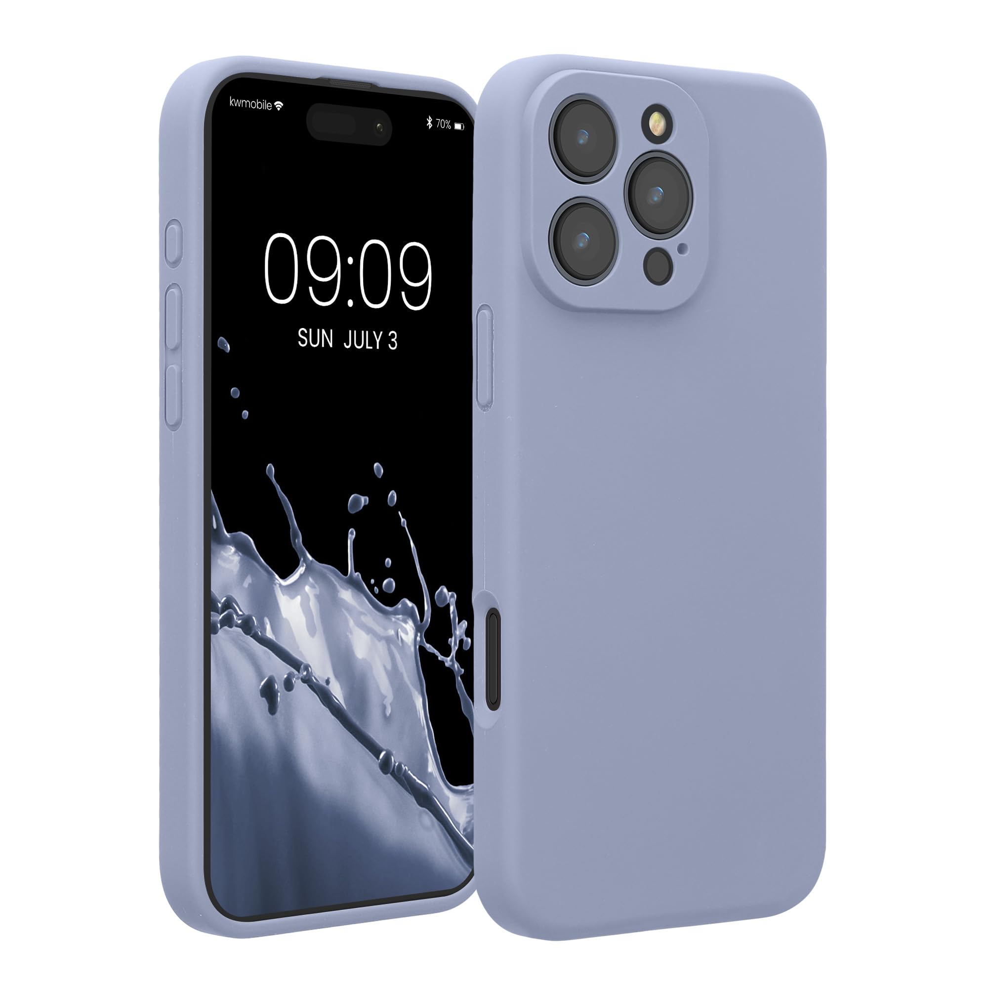 kwmobile Case Compatible with Apple iPhone 16 Pro Max Case - Slim TPU Silicone Phone Cover - Soft Touch Finish - Light Blue Matt