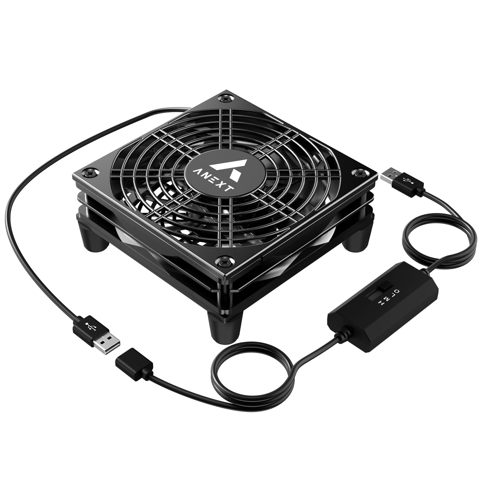 Anext Usb Router Fan, Include 1000Mm Extension Cable With 3 Speed Adjustable Controller, Cooling Case Fan For Receiver Dvr Xbox