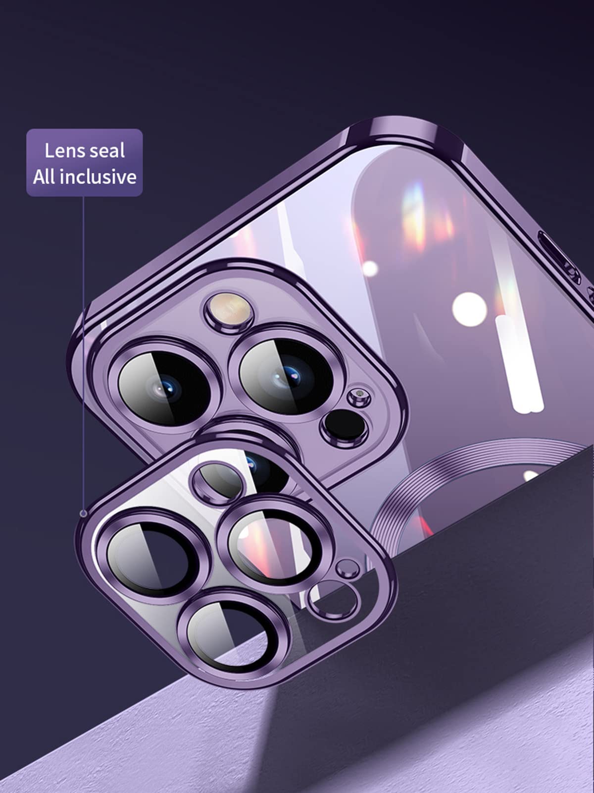 Trodino Crystal Clear Magnetic Iphone 12 Pro Max Case [Camera Lens Protector & Compatible With Magsafe] Slim Soft Luxury Plated