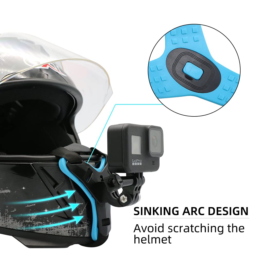 Surewo Motorcycle Helmet Chin Strap Mount For Gopro Hero 13/12/11/10/9/8/7/(2018)/6/5 Black,Dji Osmo Action 5 Pro/4/3/2,Insta360 One R,Akaso/Campark/Yi And More