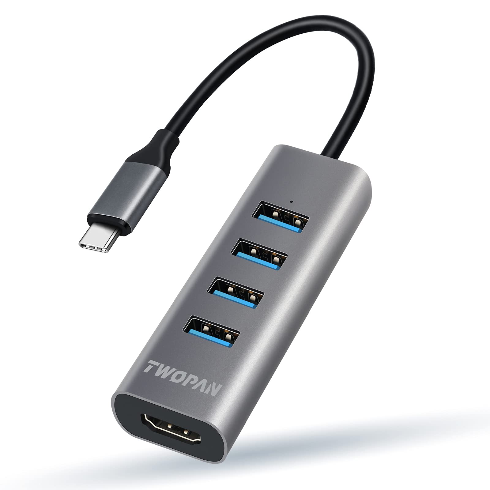 Twopan 5 In 1 Usb C Hub With 4K Hdmi, 4 Usb 3.0 Ports, Multiport Adapter For Laptop, Macbook Pro/Air, Imac, Ipad, Pixelbook, Thinkpad, Xps And Usb C Devices