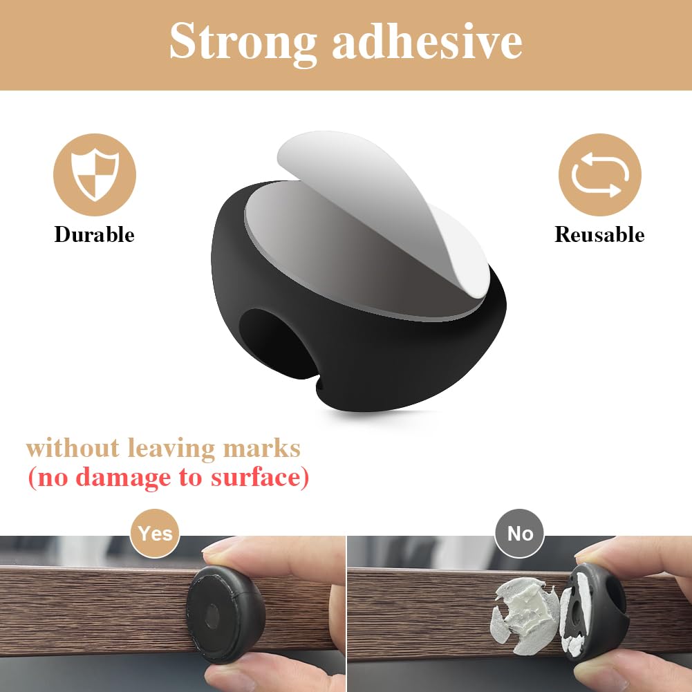 Shintop Cable Clips, 16 Pack Black Cord Organizer Adhesive Cord Management Wire Holder For Organizing Phones Chargers Desk Night