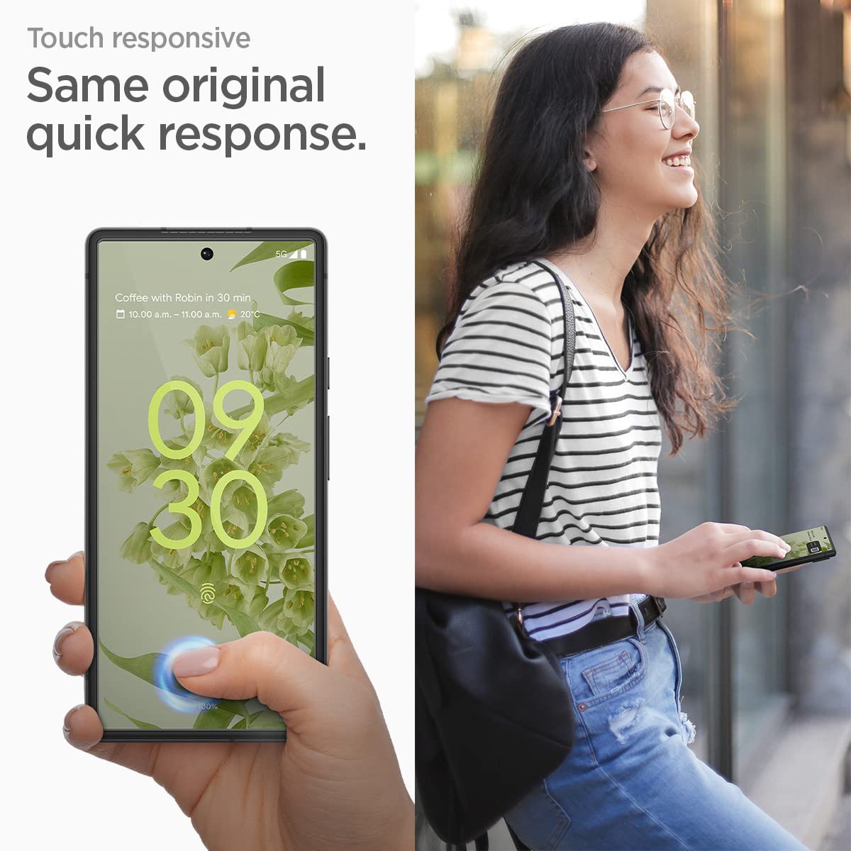 Spigen Tempered Glass Screen Protector Glastr Alignmaster] Designed For Pixel 7 Case Friendly]   2 Pack