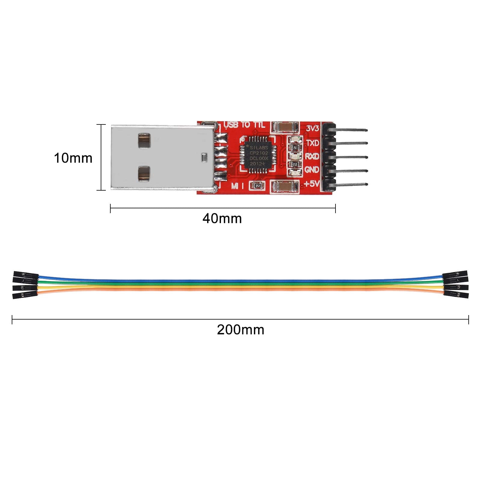 Atnsinc 3Pcs Cp2102 Usb 2.0 To Ttl 5Pin Serial Adapter Usb To Ttl Serial Converter Module For Uart Stc 3.3V And 5V With Dupont W