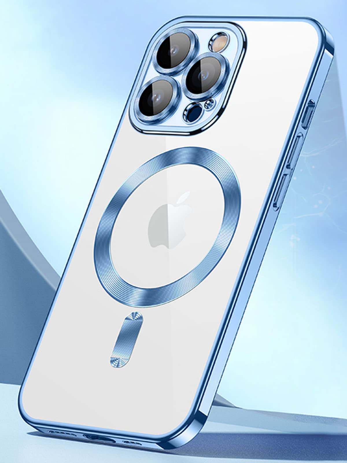 Trodino Crystal Clear Magnetic Iphone 12 Pro Max Case [Camera Lens Protector & Compatible With Magsafe] Slim Soft Luxury Plated