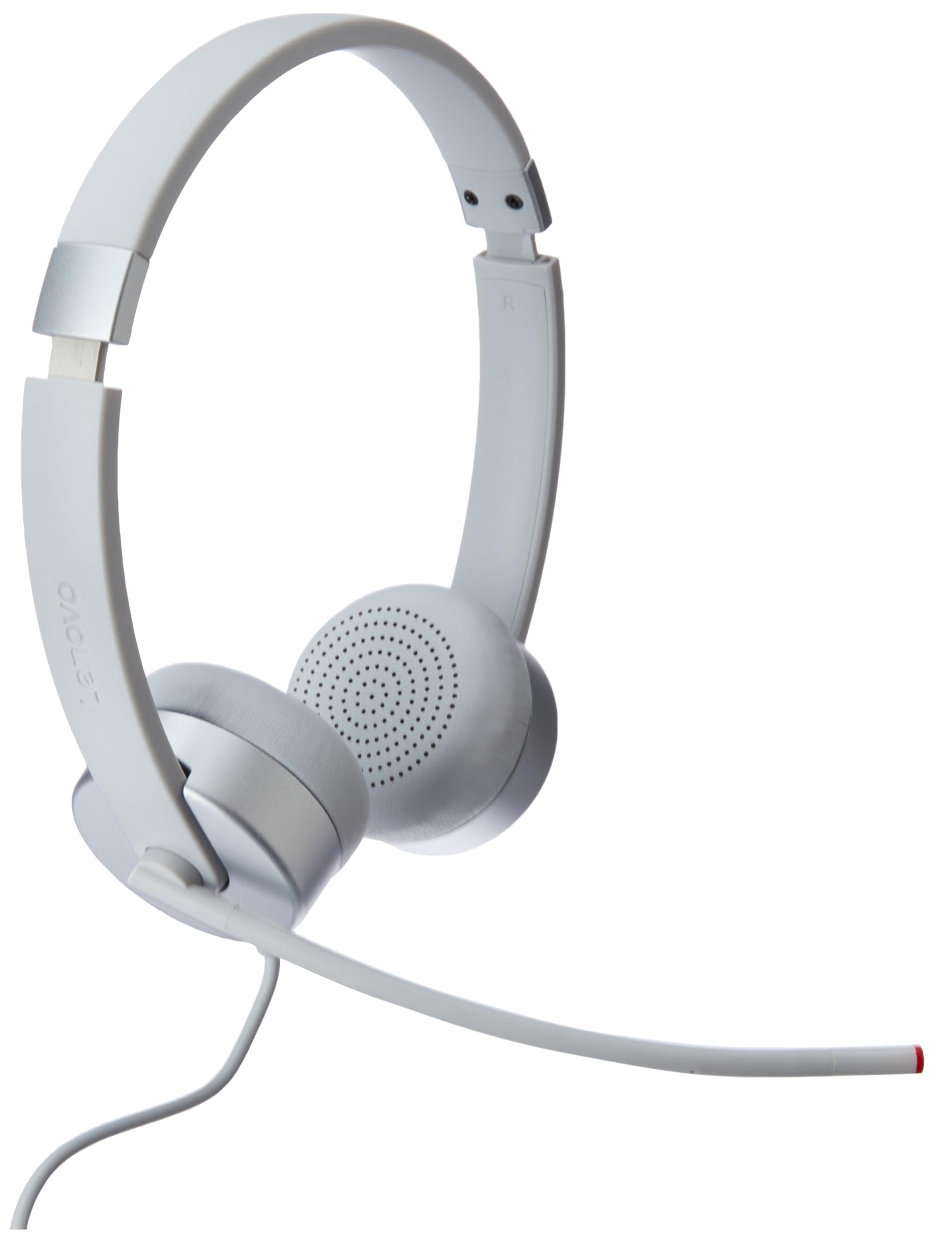 Lenovo 100 Stereo Analog Headset, 3.5mm, 180 Boom Microphone, Memory-Foam Earcups, GXD1B60597, Cloud Grey