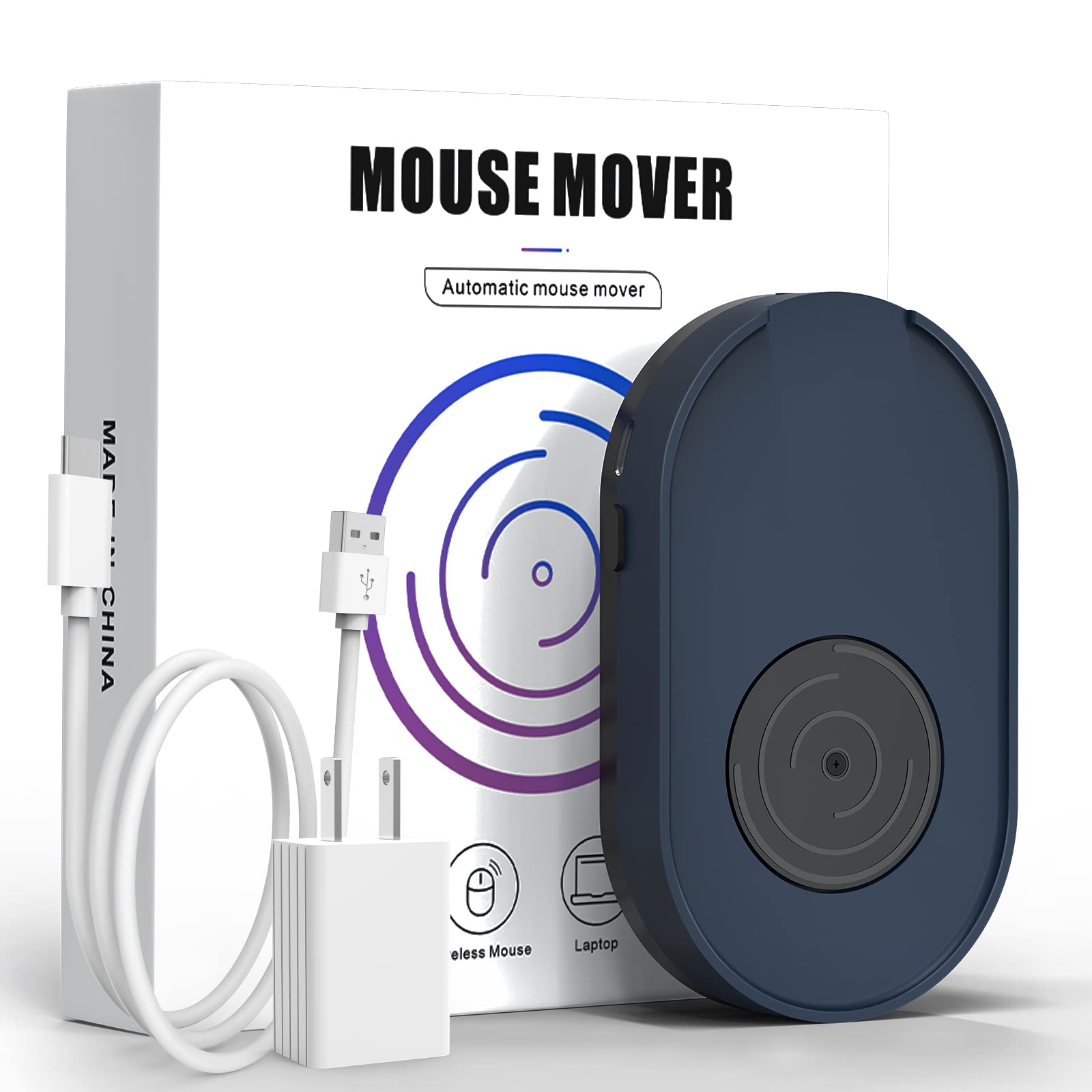 Ergopollo Mouse Jiggler, Undetectable Mouse Mover Device Wiggler Shaker with Drive Free USB Cable and 5V1A Adapter, Moves Mouse 