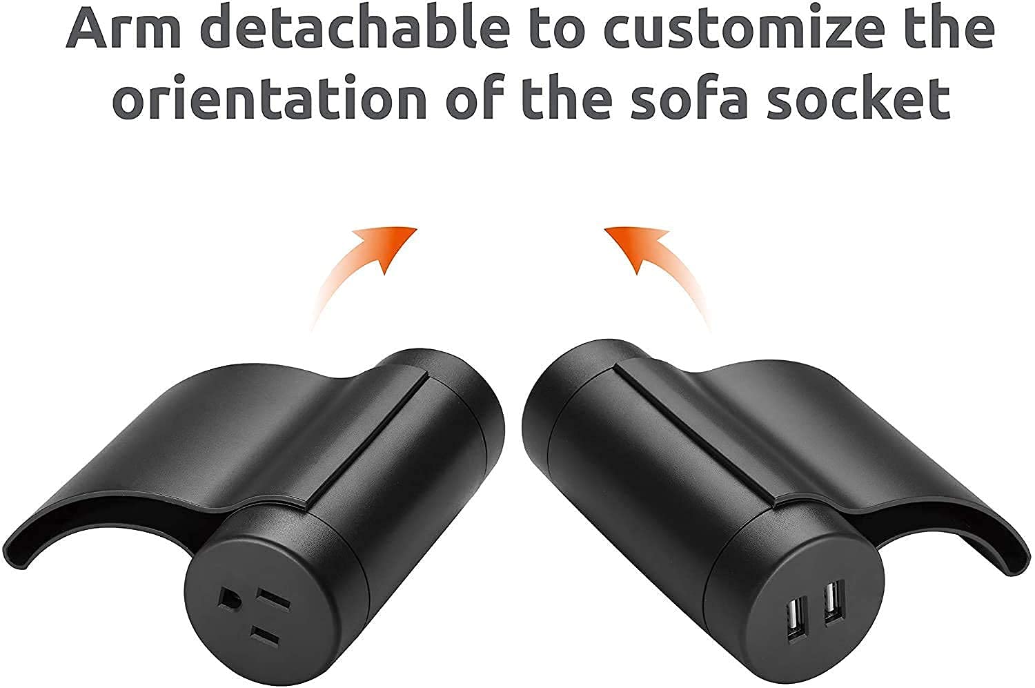 Link2Home Sofa Socket, 10Ft Extension Cord, 1 Outlet, 2 Ports, 3.1A Usb, With Low Profile Plug, Dark Grey