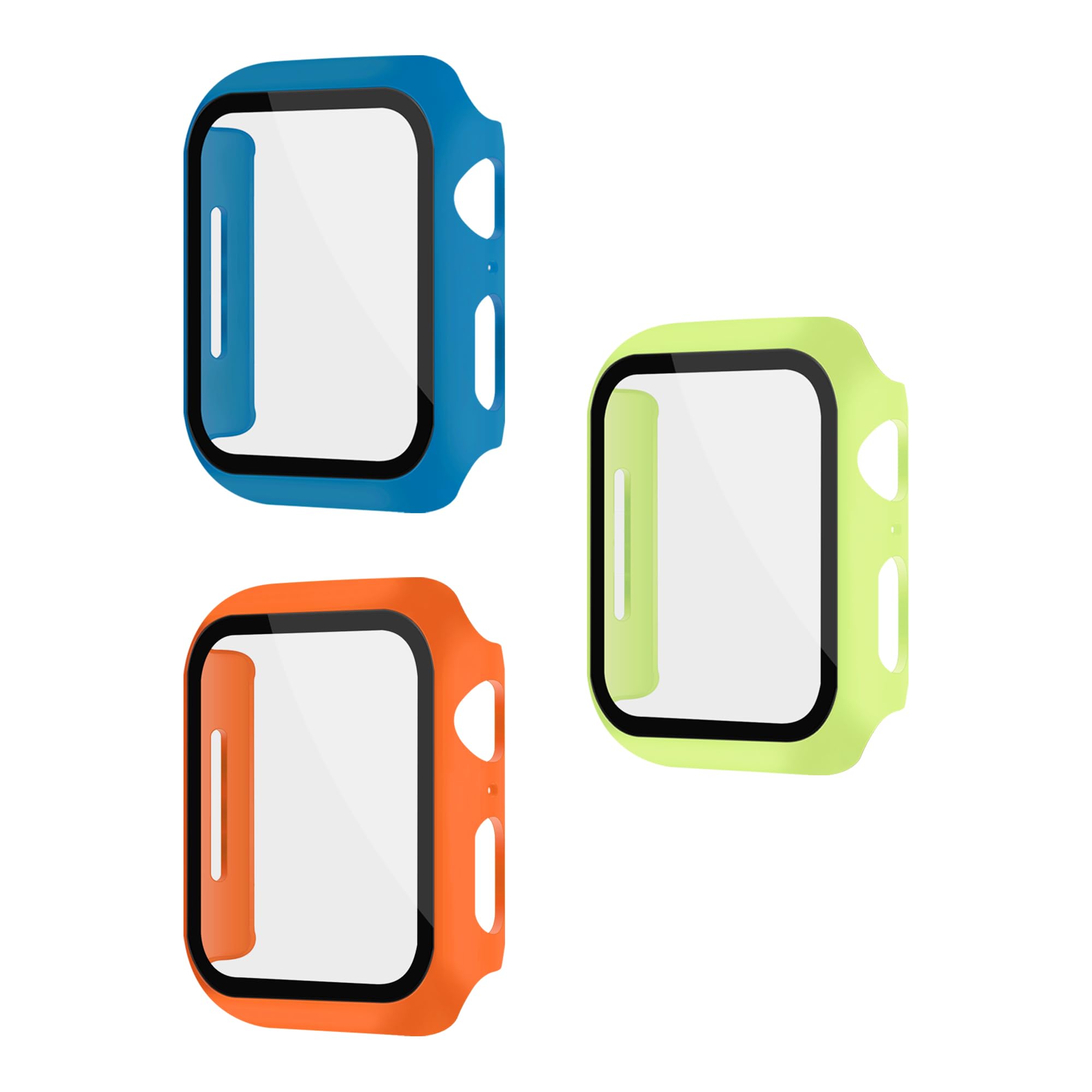 XFEN 3-Pack Case with Screen Protector for Apple Watch 45mm Series 9/8/7 - Lime/Orange/Cobalt