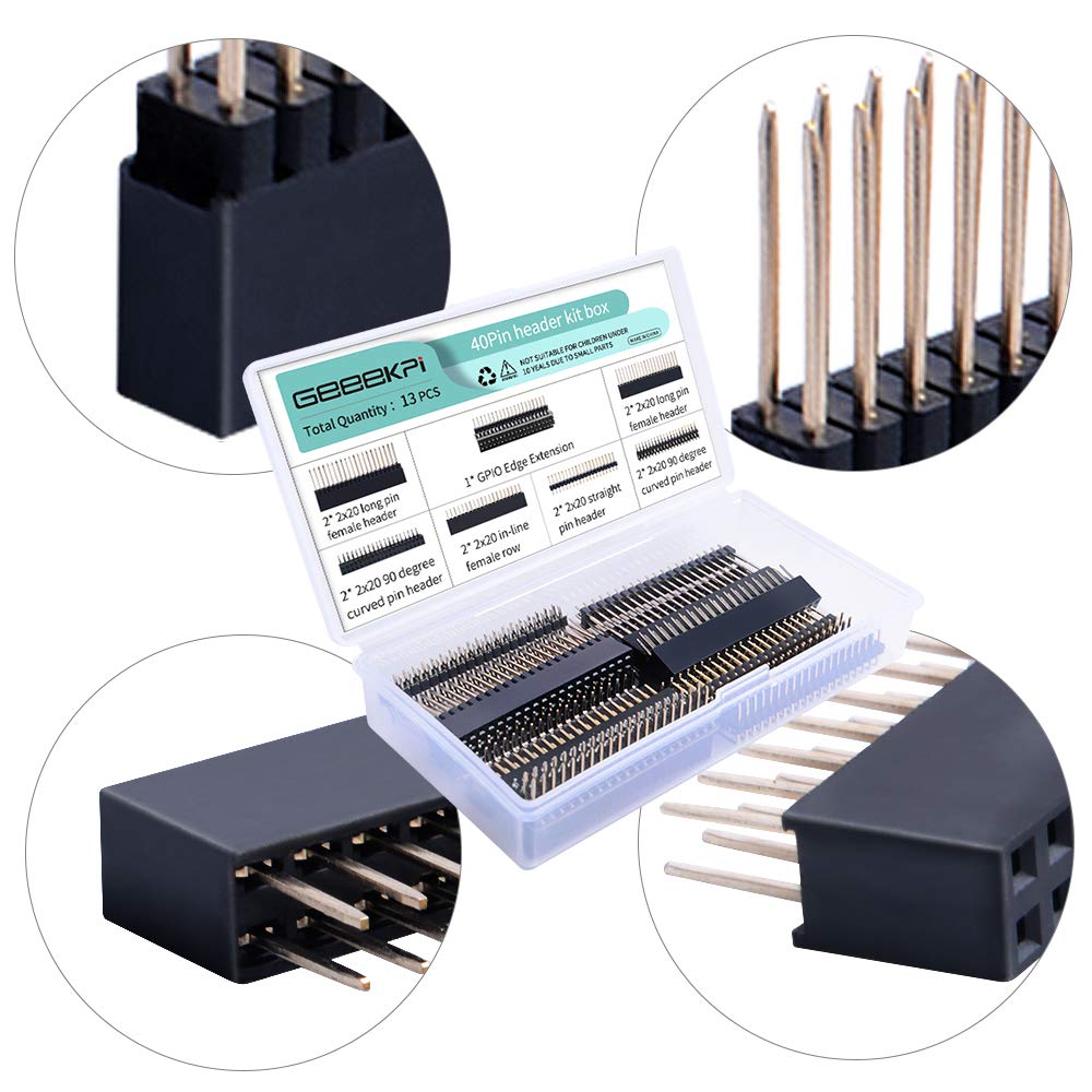 Geeekpi 2X20 40 Pin Stacking Female Header Kit For Raspberry Pi 4B/3B+/3B/2B/B+/A+/Zero/Zero W(2)/Jetson Nano/Tinker Board(7 Spe