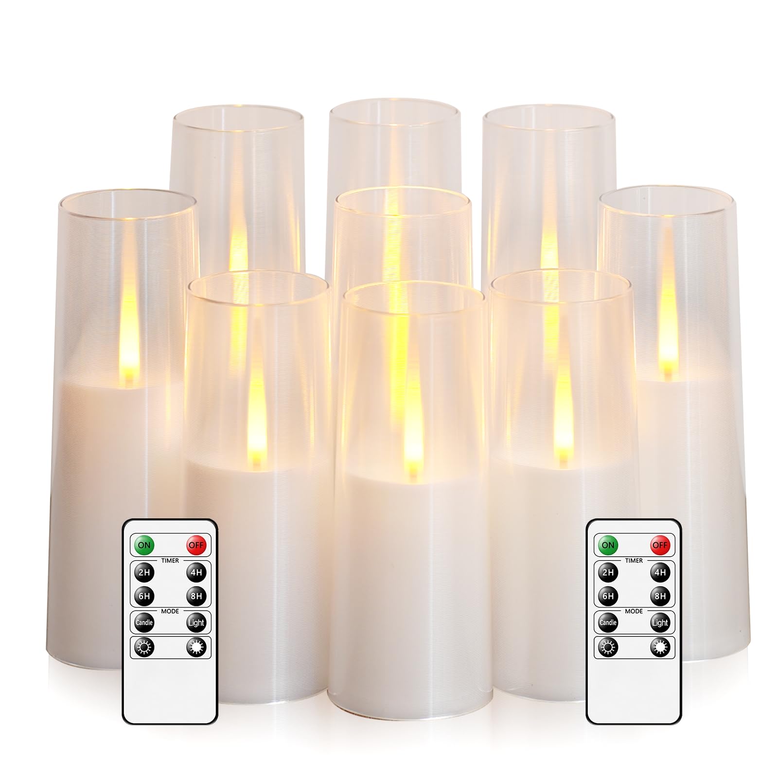 Eebuss Flameless Candles,Battery Operated, Flameless Candles With Remote,Raster Texture Besign 2/4/6/8 Hour Timer, Flickering Fl