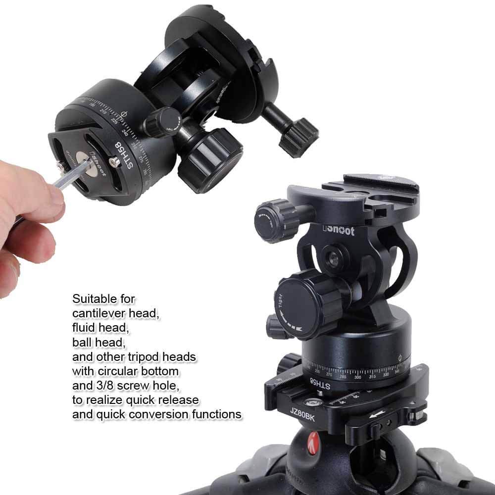 Tripod Head Clamp Mount Converter Quick Release Adapter For Cantilever Head, Fluid Head, Ball Head, Tripod Heads With Circular B