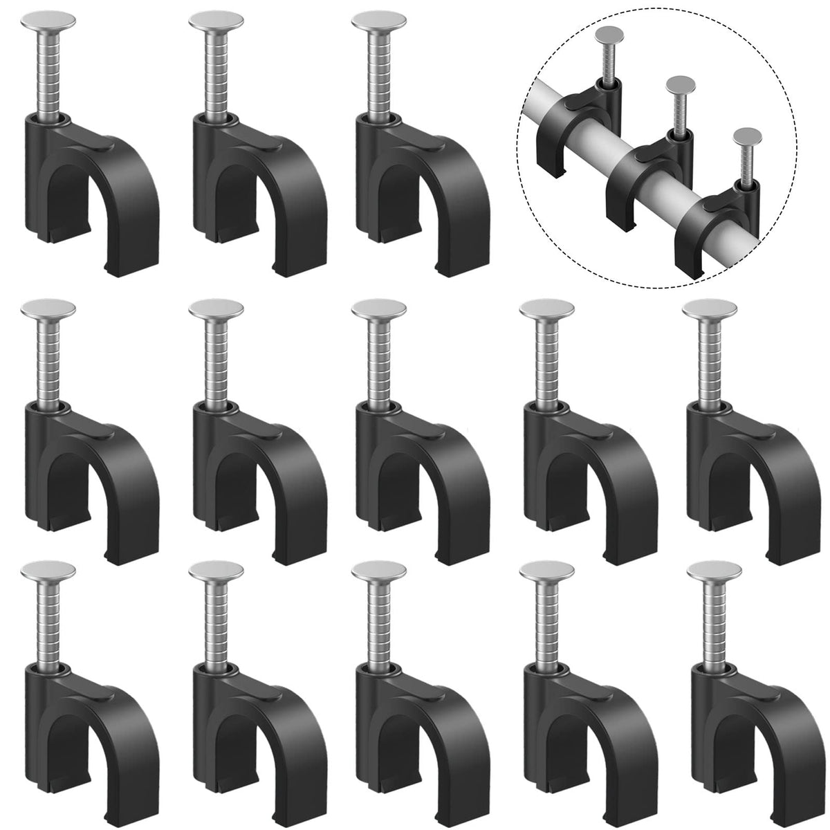 Easytle Plastic Cable Clamps Nail In Cable Clips 100 Pcs 10Mm Cable Wire Clips Cable Tacks Coax Cable Clips Speaker Wire Clips C
