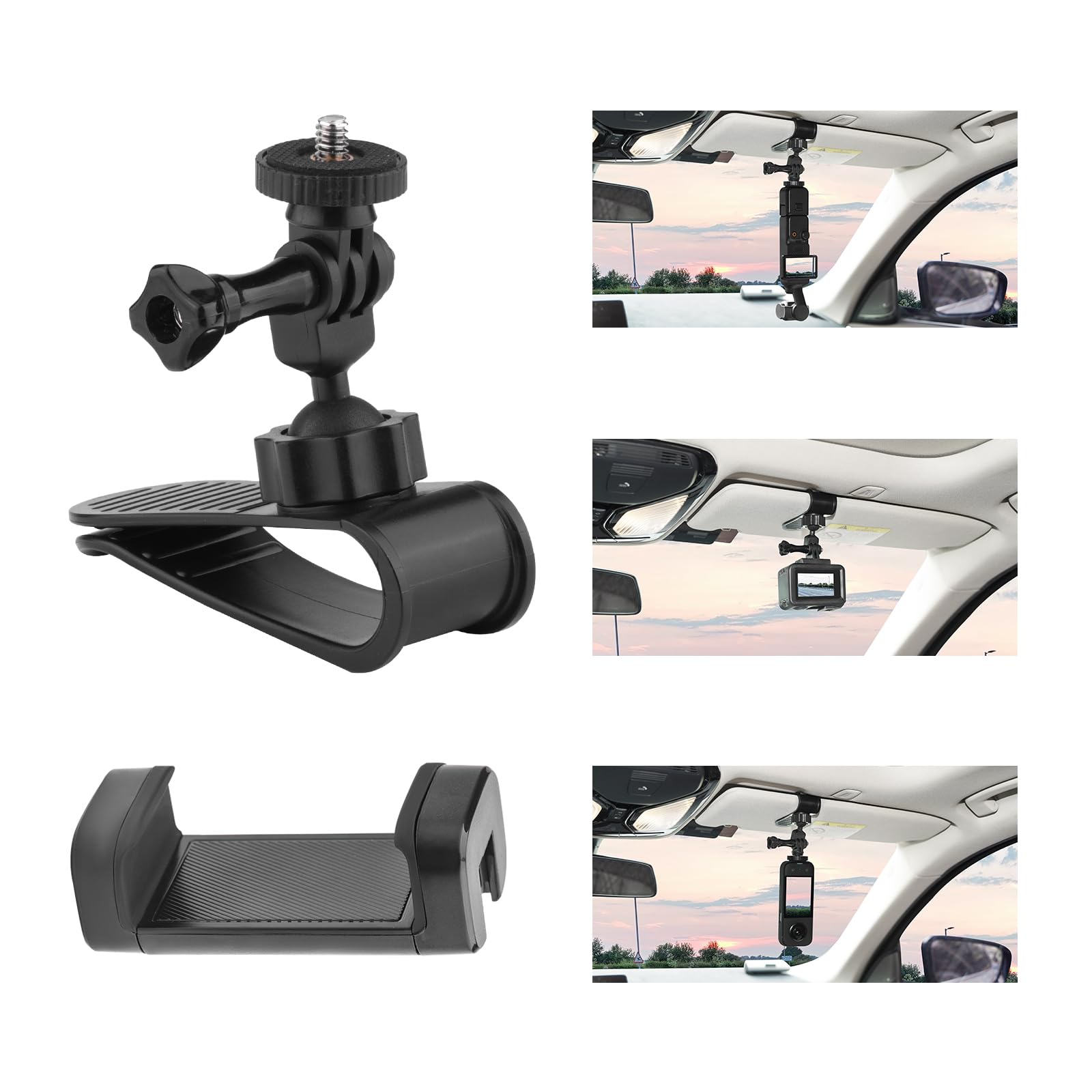 Flymile Car Sun Visor Mount For Insta360 X4 X5 X3 Gopro 13 12 11 10 9 8 7 Dji Osmo Pocket 3 Action 5Pro 4 3,Car Mount Inside Hol