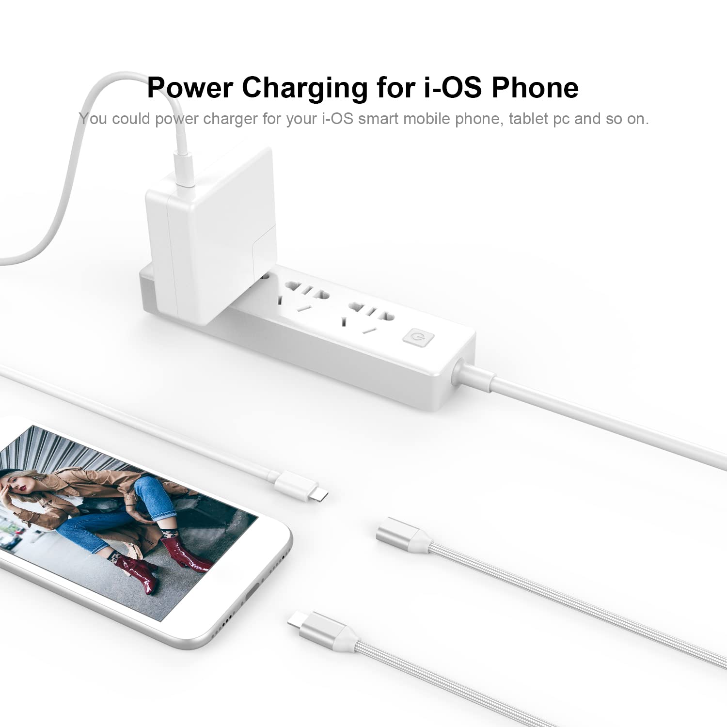 Ematetek Braided I Phone Extension Cable Pass Video Audio Music Photo Data, Charge. 1Pcs 3.3Feet Male To Female I Phone Extender