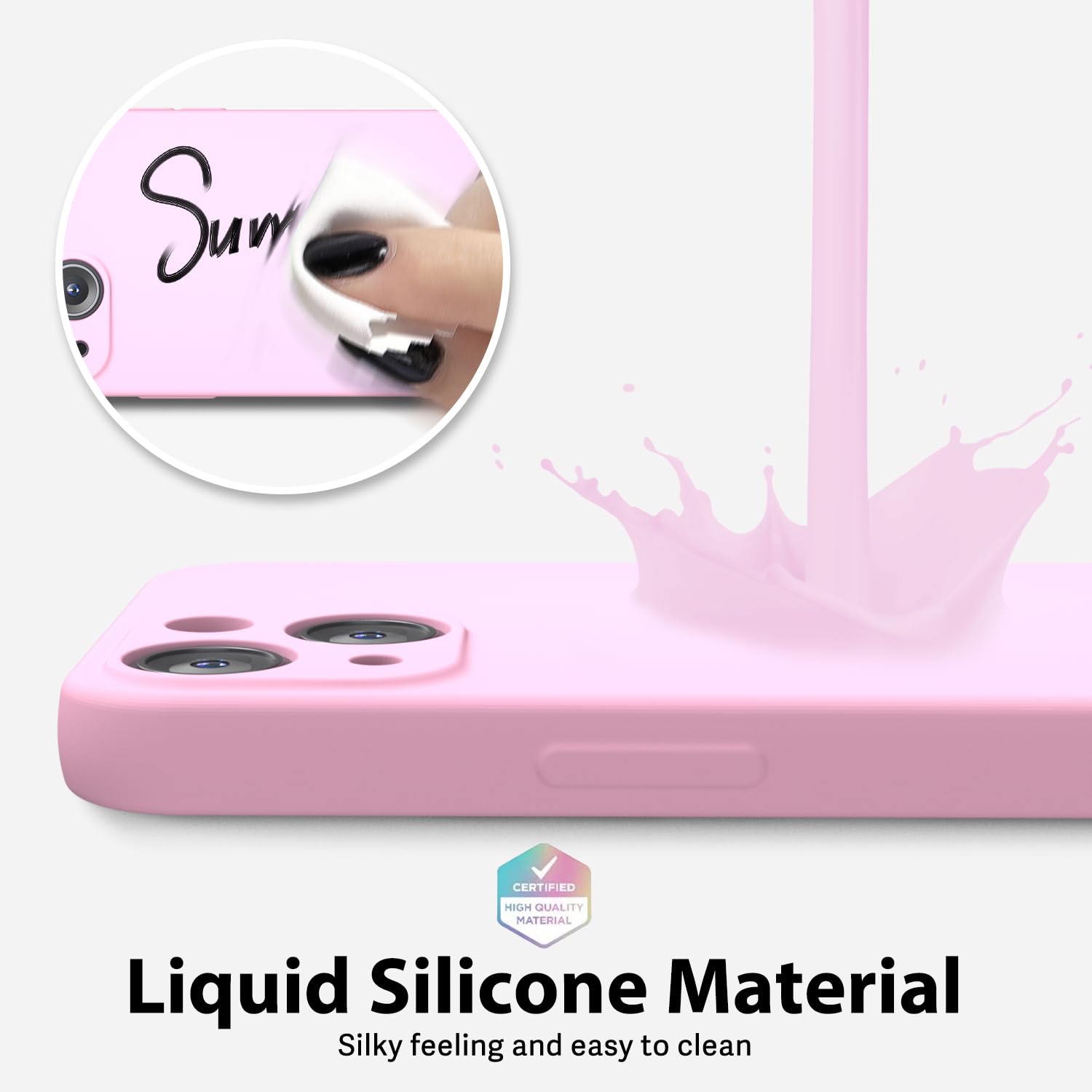 Oakxco Designed For Iphone 13 Mini Phone Case Liquid Silicone Grip, Cute Thin Slim Soft Rubber Tpu Plain Smooth Gel Cover For Wo