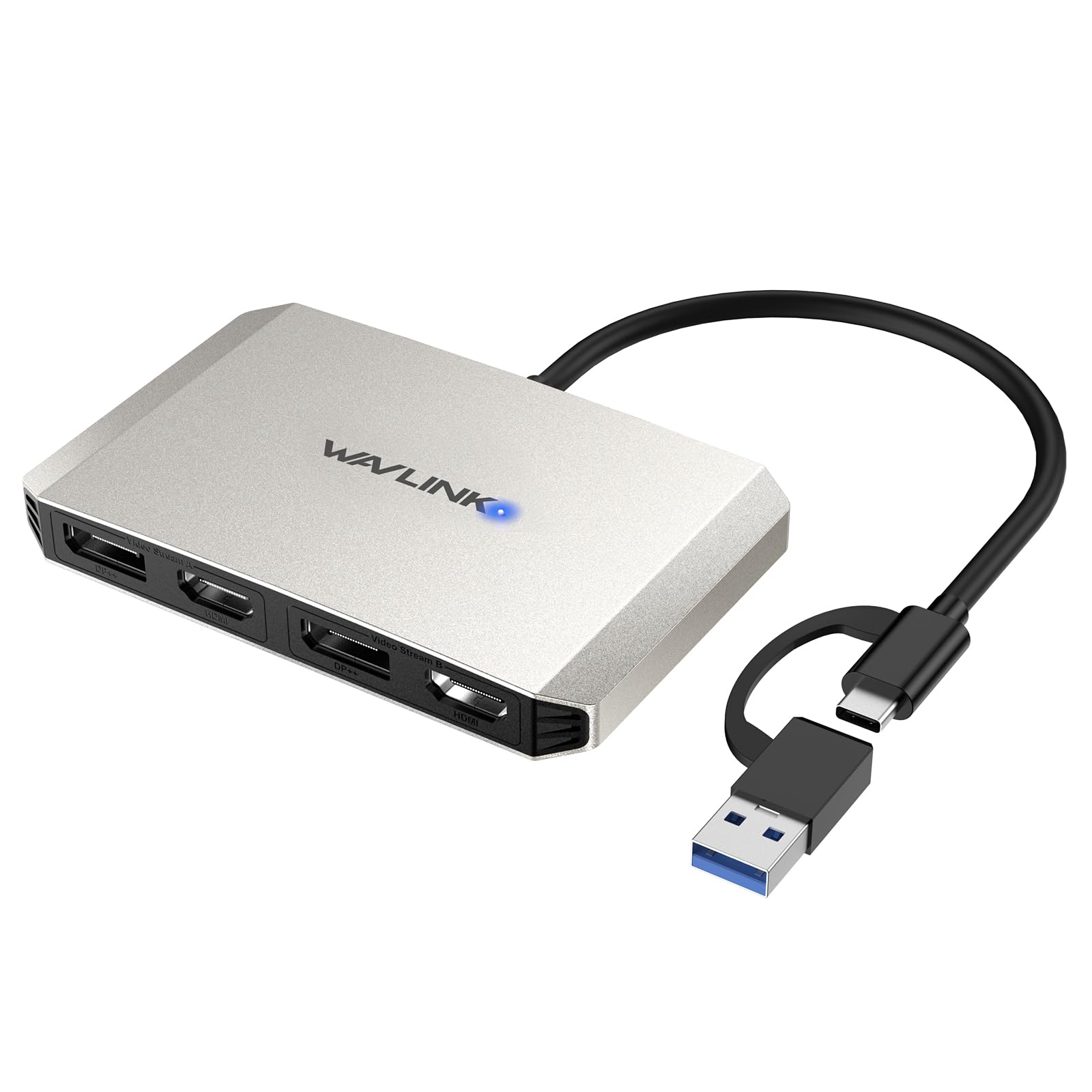 Wavlink Usb C And Usb 3.0 To Dual 4K Displayport & Hdmi Adapter, Displaylink Hdmi Splitter Extended Display For Dual Monitor 4K@60Hz, Hdmi/Dp Splitter Compatible With Mac M1/M2/M3, Hp, Dell, Lenovo