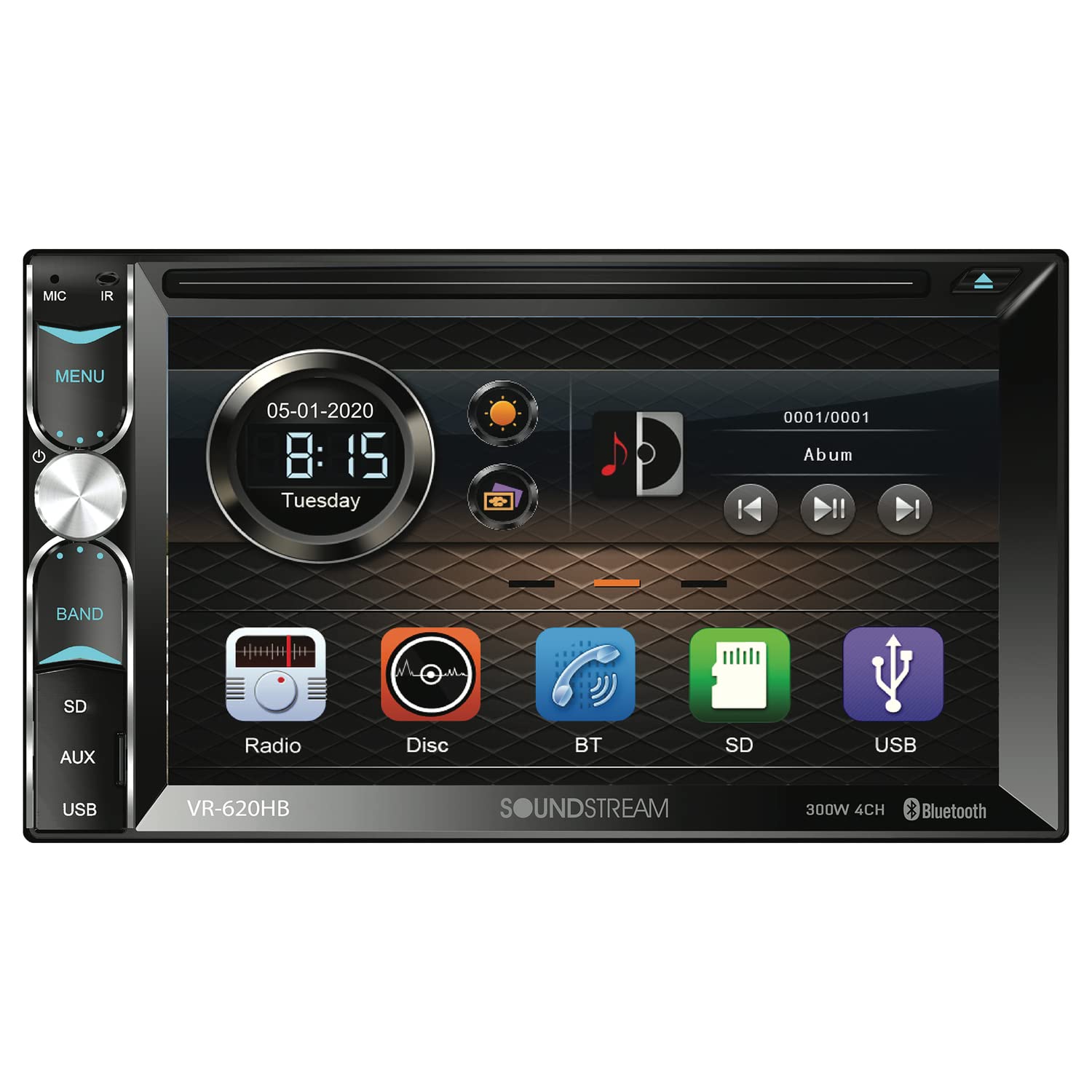 Soundstream Vr 620Hb Vr 620Hb 6.2 Inch Double Din Dvd Head Unit With Bluetooth And Android Mhl Phonelink