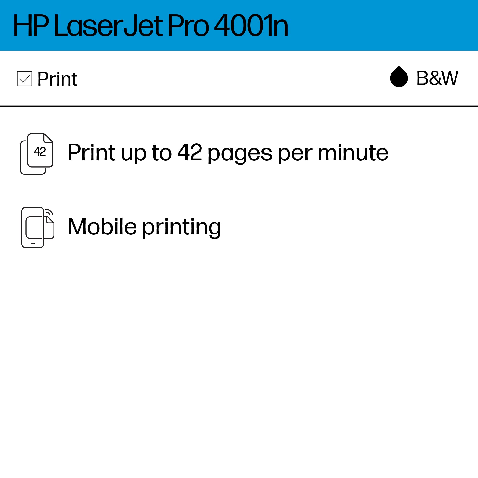 Hp Laserjet Pro 4001N Printer, Print, Fast Speeds, Easy Setup, Mobile Printing, Advanced Security, Best For Small Teams, Etherne