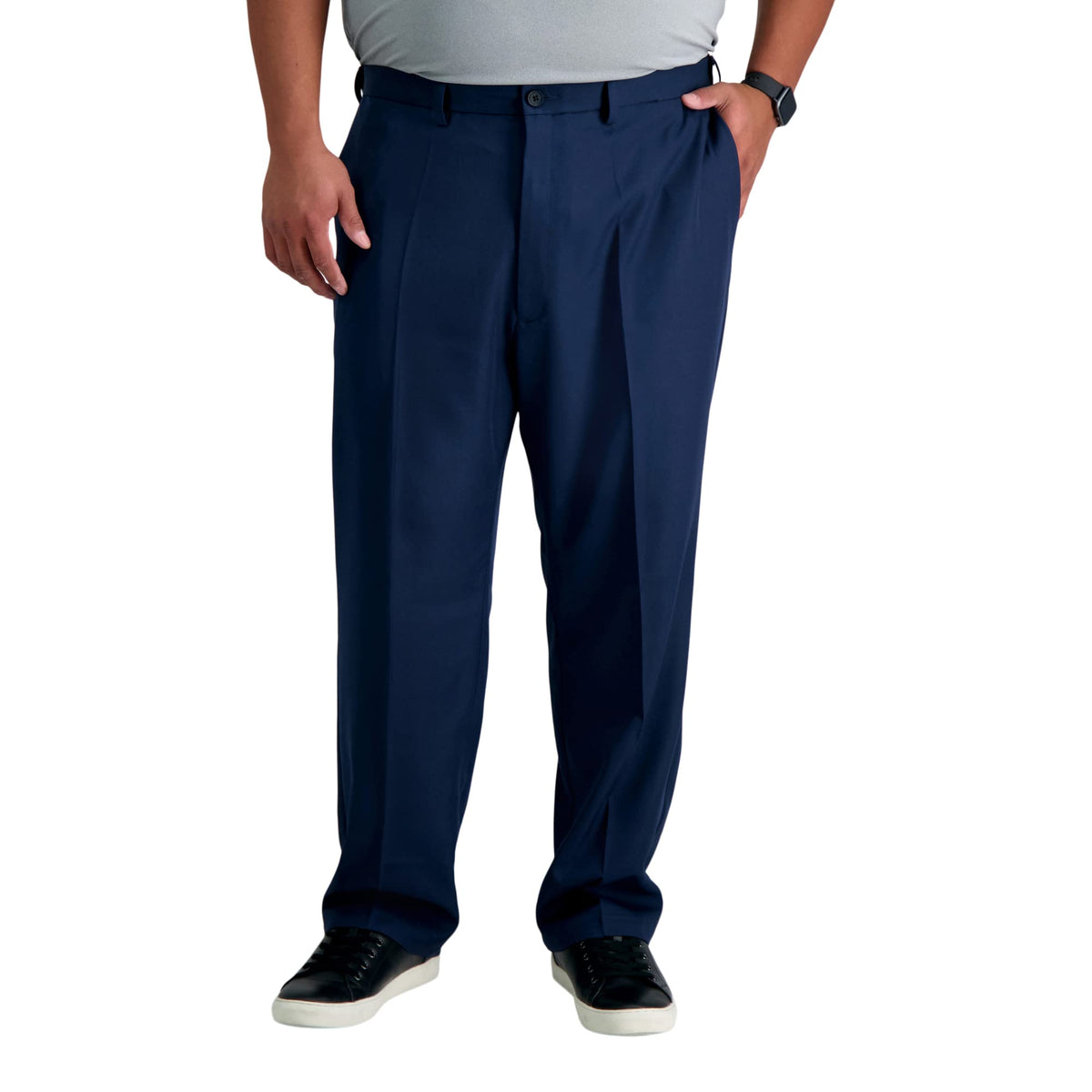 Haggar Mens Cool 18 Pro Classic Fit Flat Front - Regular And Big  Tall Sizes Casual Pants, Navy, 44W X 30L Us