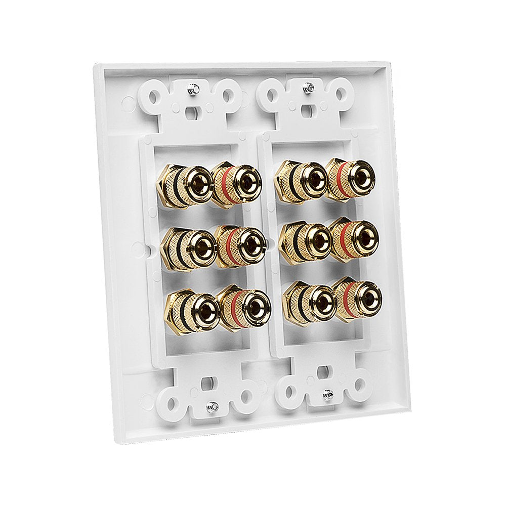 OSD WP12 Banana Binding Post Gold Plated Terminal Decora Style for 6 Speakers (White)