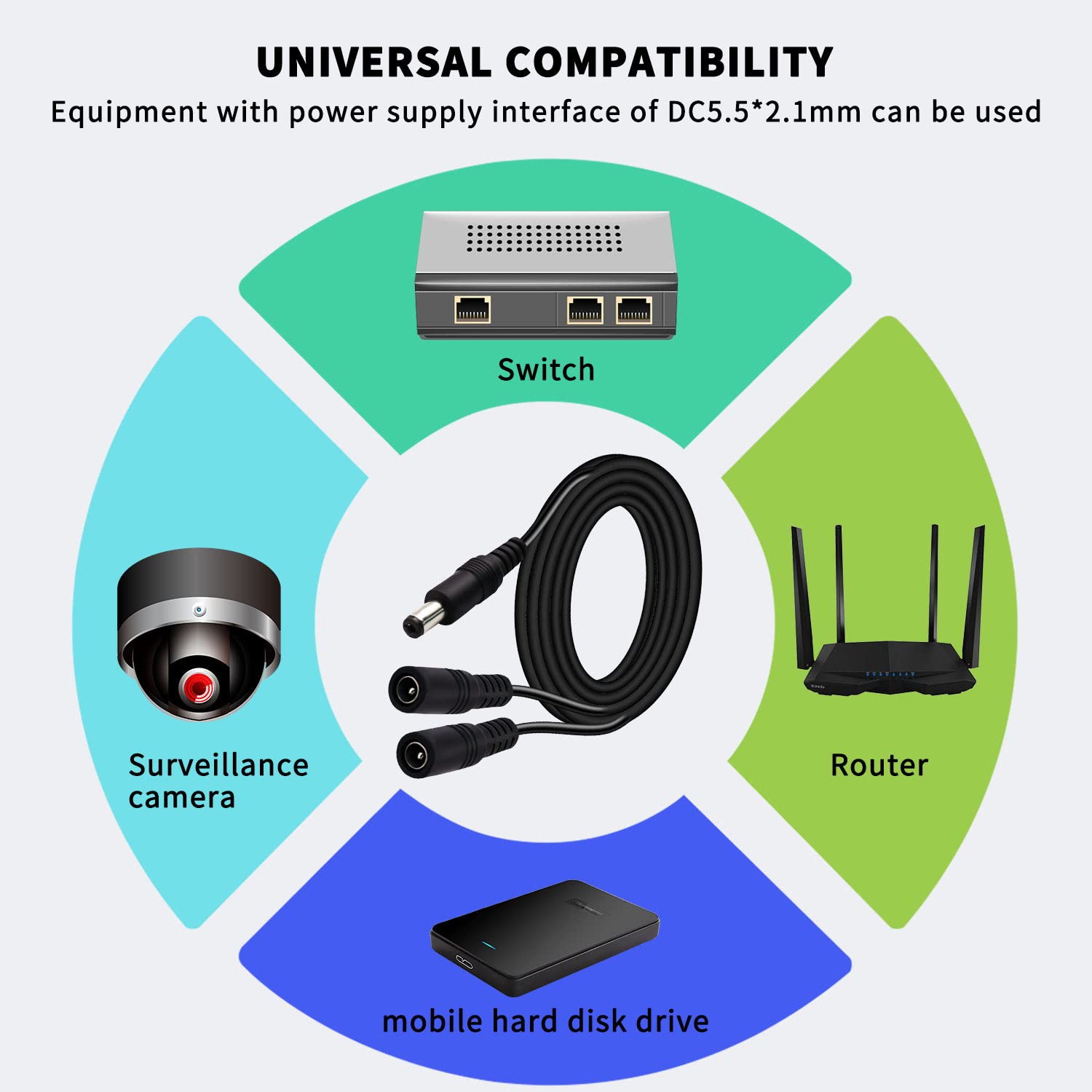 Dafurui 2.1Mm Dc Splitter Cable